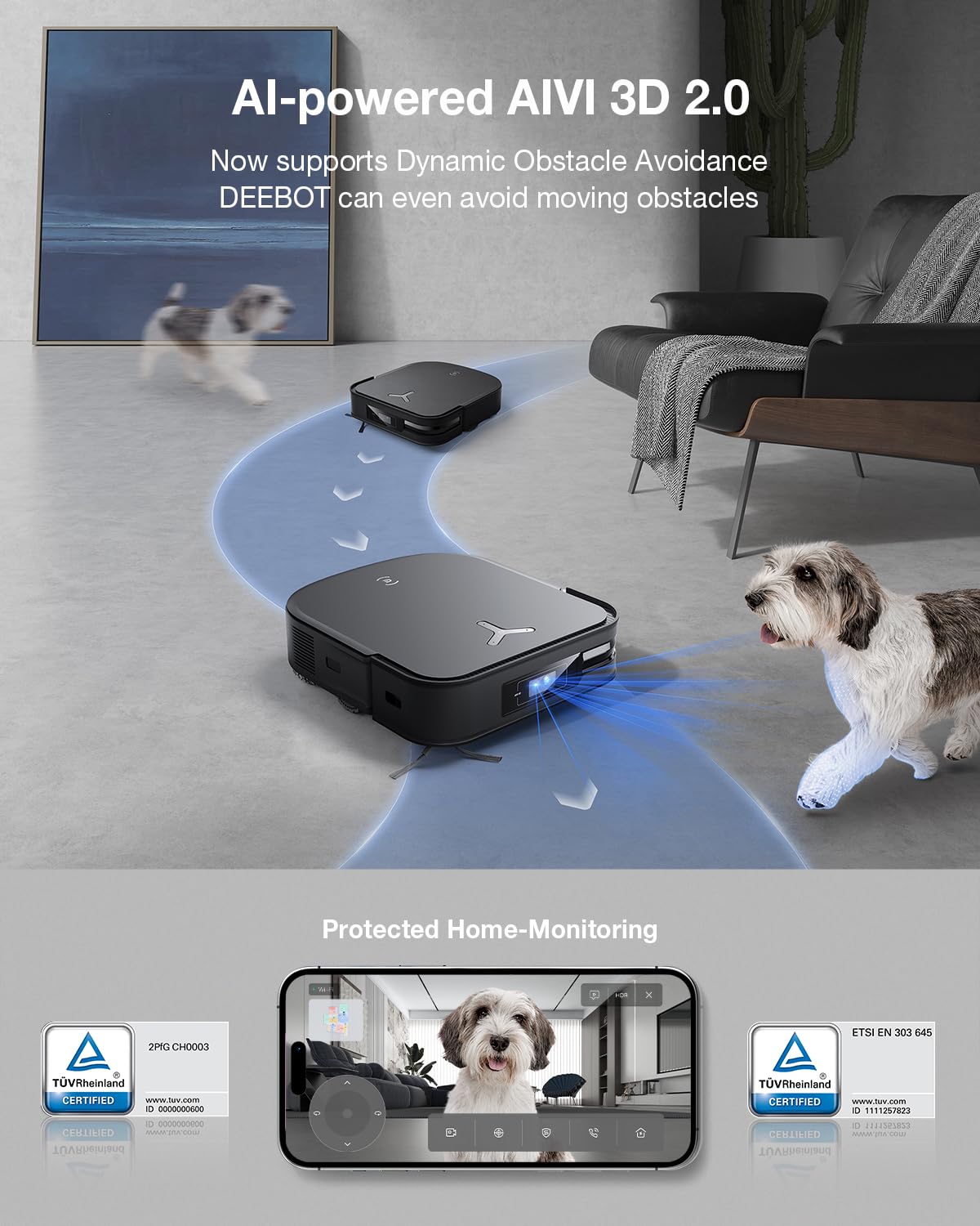 Ecovacs Deebot X2 Combo Complete Robot Vacuum And Mop, 8700Pa Suction, 15Mm Lift, Omni Station With Hot Water Mop Washing, Self