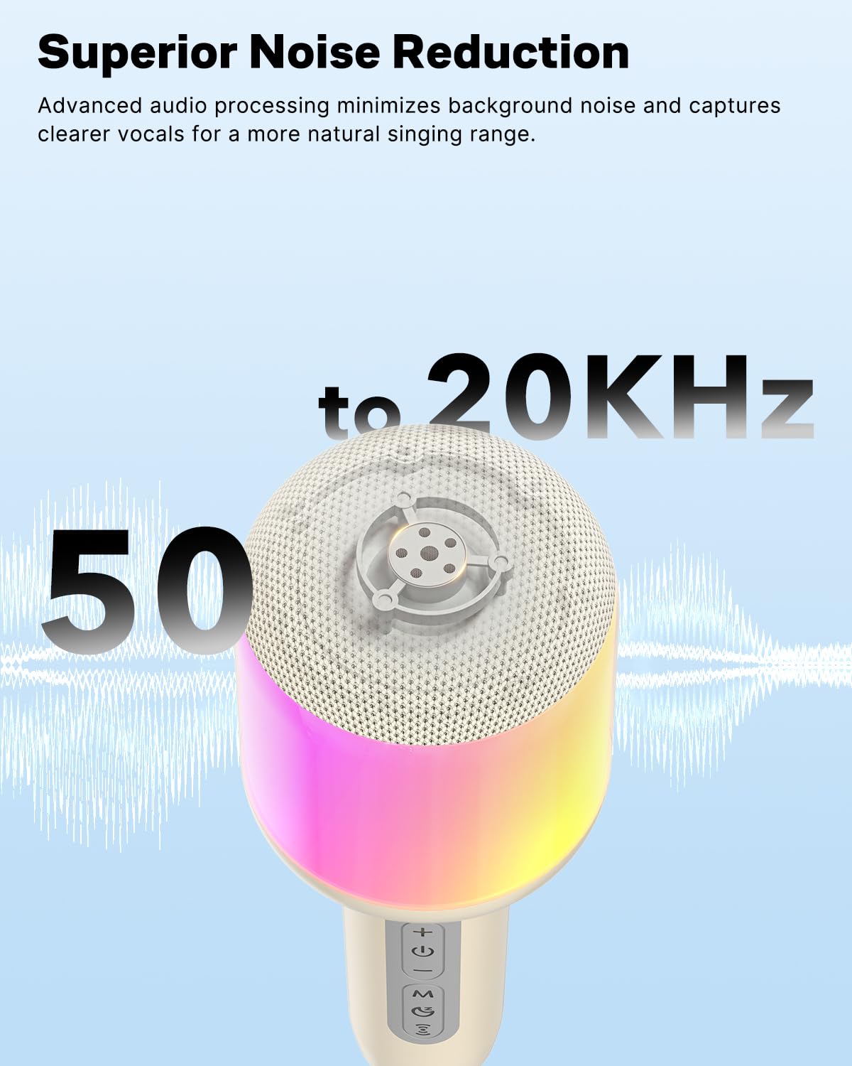 Wireless Bluetooth Karaoke Microphone With Dynamic Lights, Portable Handheld Mic, 6 Sound Effects, 10H Battery, Perfect For Kids