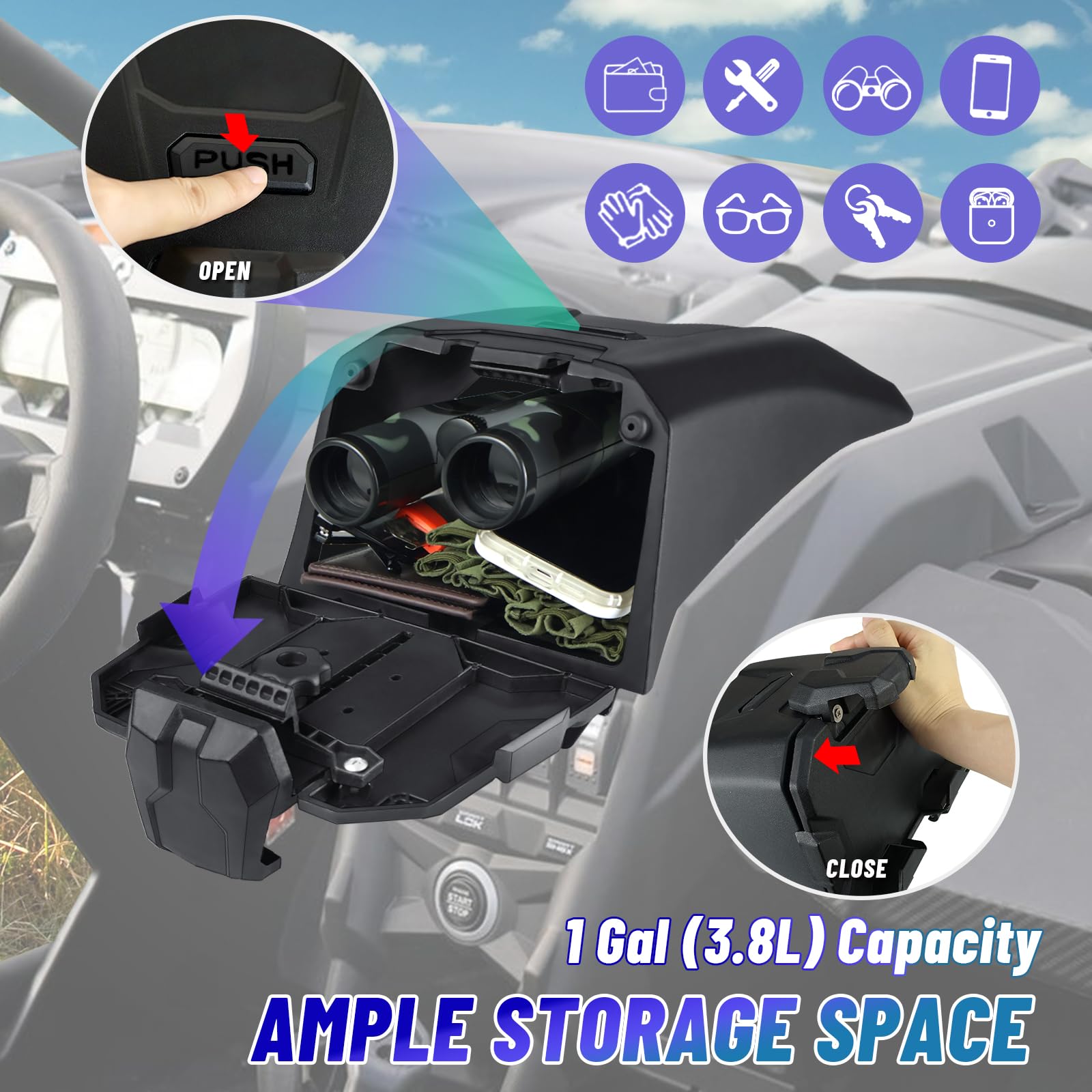 Mdpromcp Maverick X3 Tablet Holder With Storage Box, Tablet Mount Compatible With Can Am Maverick X3 Accessories Center Console