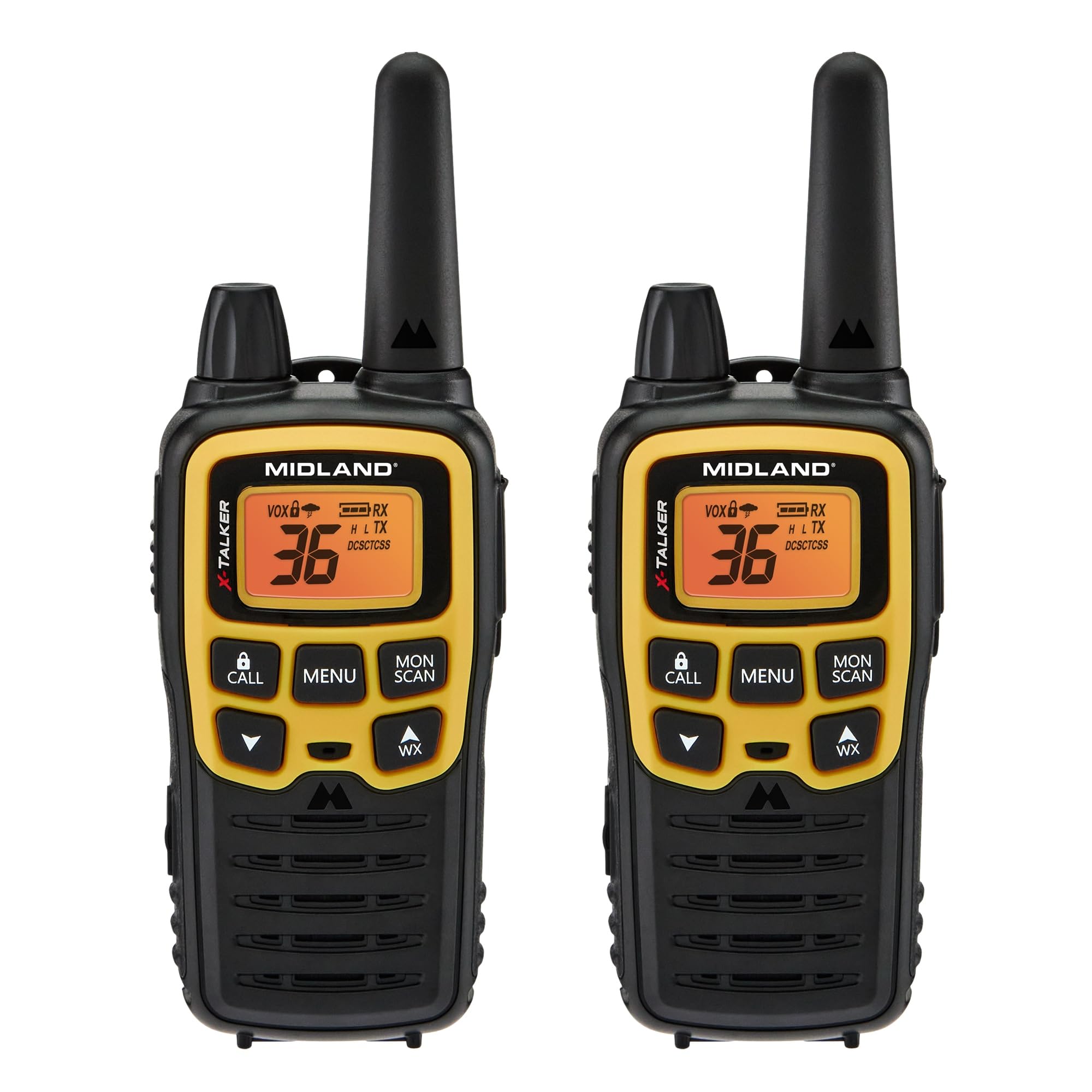 Midland�   T61Vp3 X Talker   Two Way Radio   36 Channel Frs  Long Range Walkie Talkie, 121 Privacy Codes, & Noaa Weather Scan & Alert Black/Yellow, 2 Pack