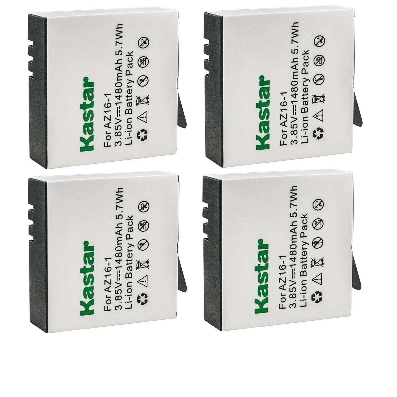 Kastar 4-Pack Battery Replacement for Xiaomi YI AZ16-1, Xiaomi YI AZ16-2 Battery, Xiaomi Yi 4K, Xiaomi Yi 4K+, Xiaomi Yi Lite, X