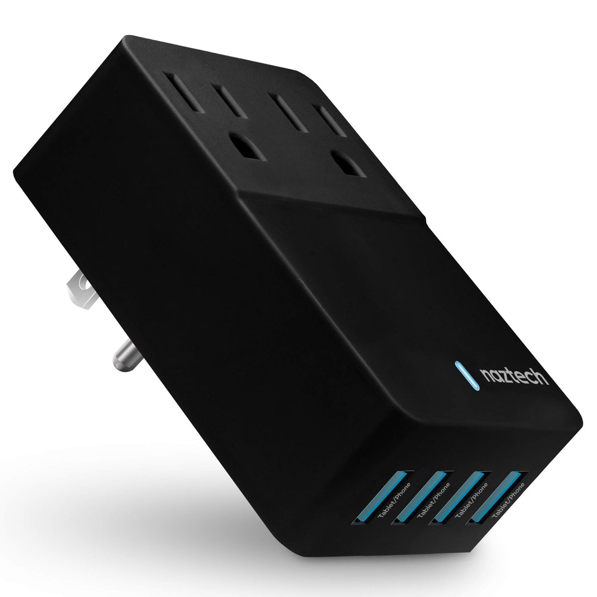Naztech Fast Multi Device Charger With Led Power Indicator [2 Ac Outlet + 4 High Speed Usb Ports] Charge 6 Devices Simultaneousl