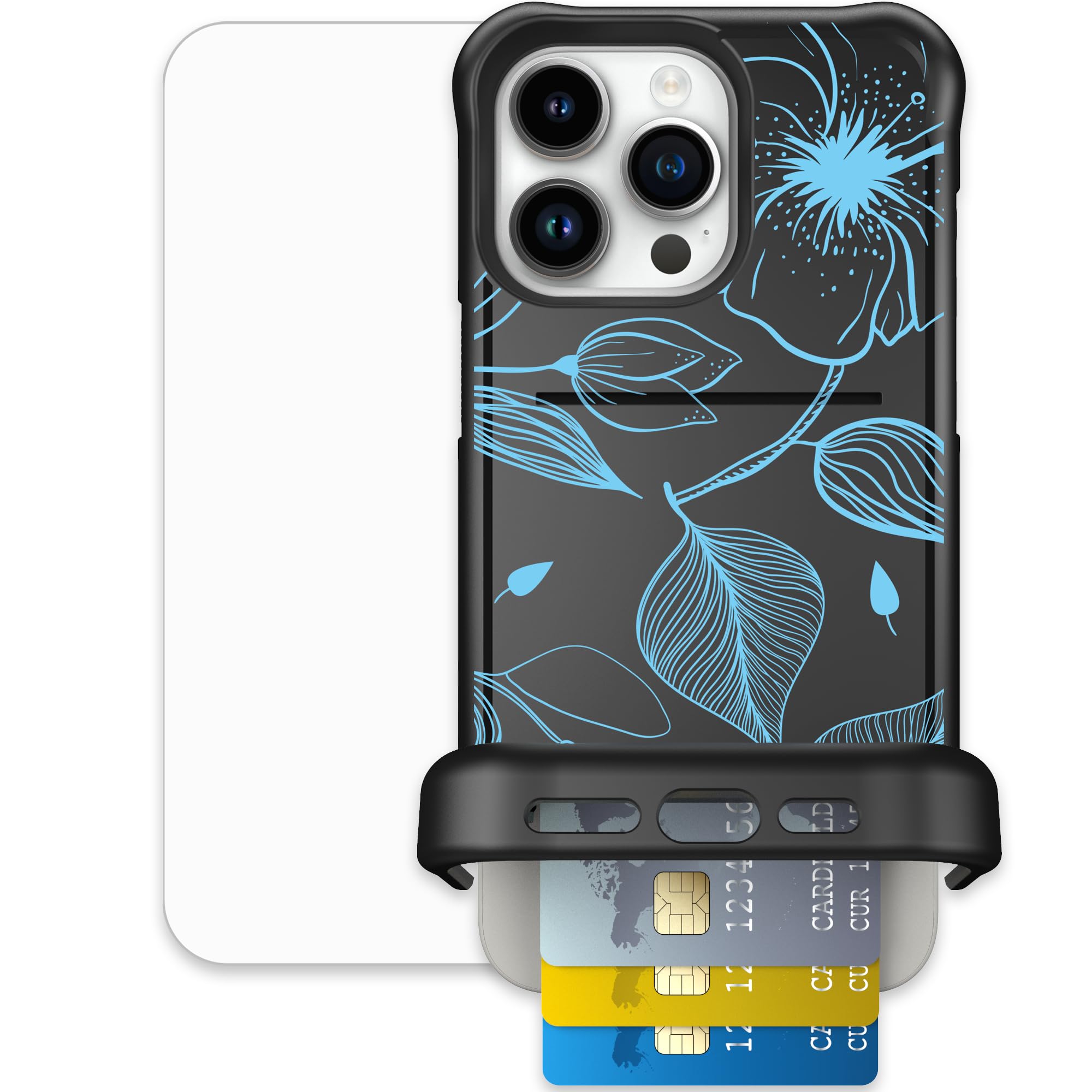 Scooch for iPhone 15 Pro Max Case with Card Holder, Wingmate Wallet Case with Hidden Card Slot and RFID Protection, Bundled with
