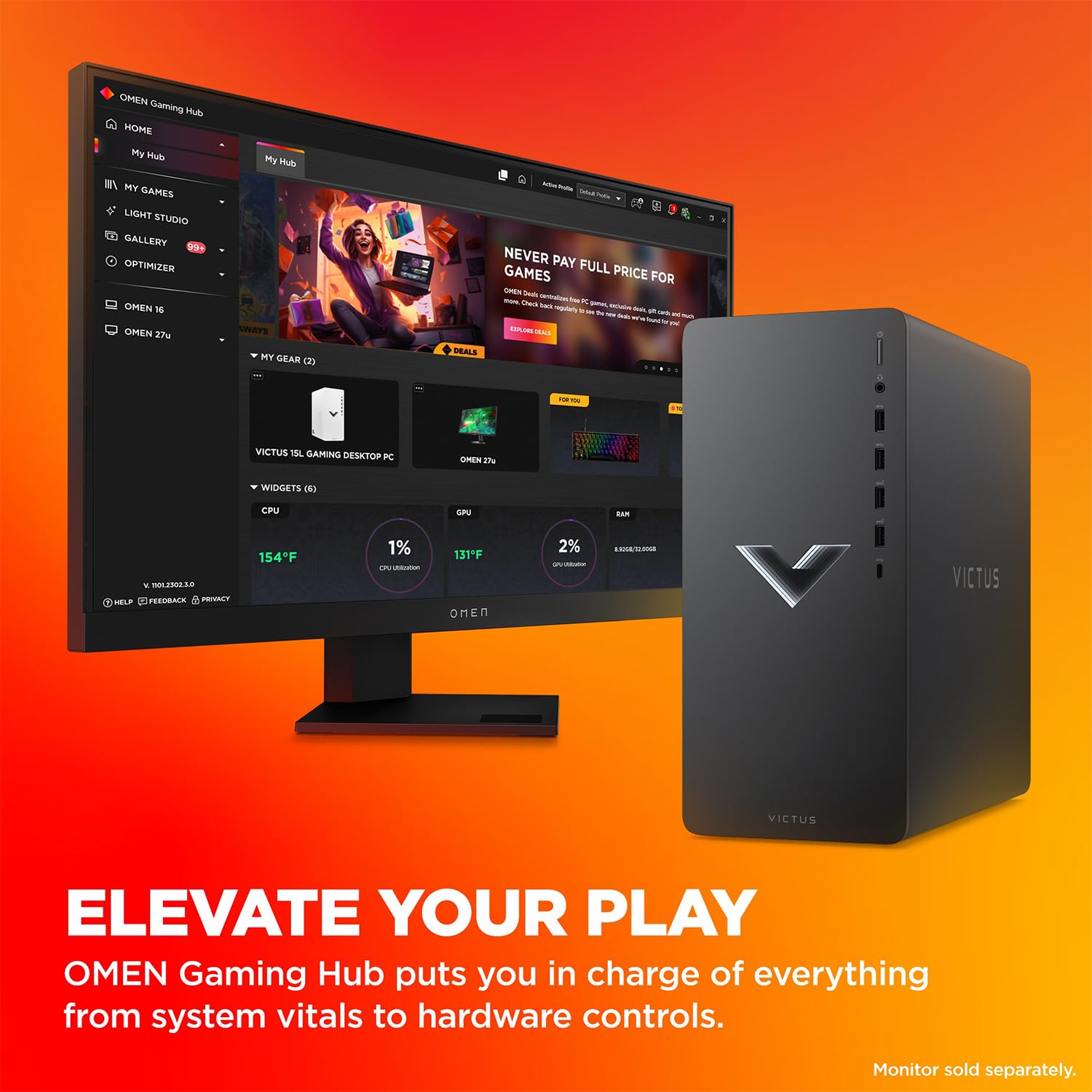 Hp Victus 15L I7 Rtx 4060 Ultimate Gaming Desktop, Intel I7-14700F (Beats I9-12900F), Geforce Rtx 4060, 32Gb Ram, 2Tb Ssd, Rj-45