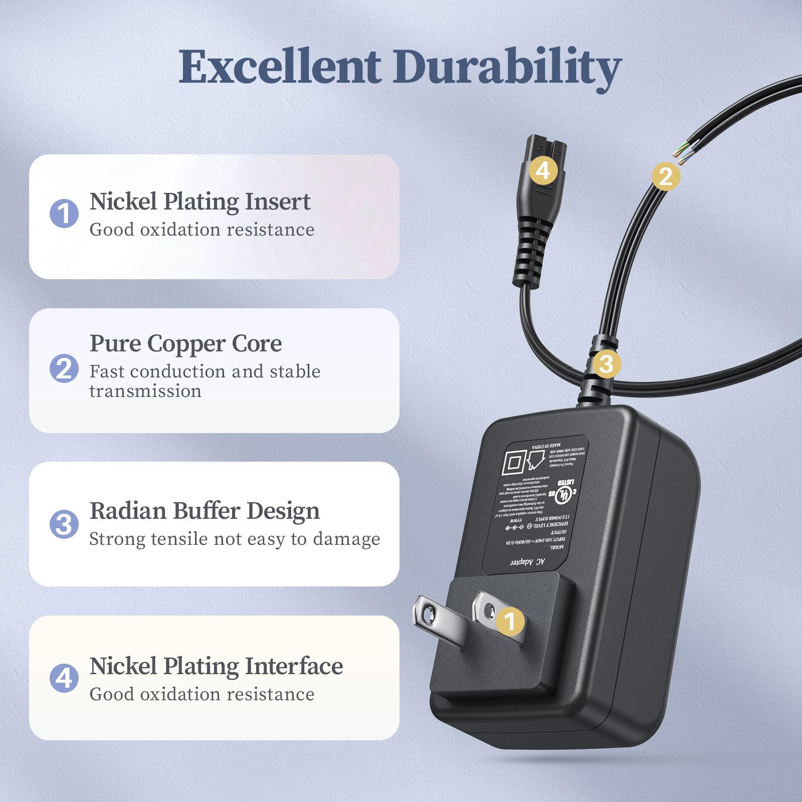 Donyoie 5V Charger For Skull Shaver Power Cord Compatible With Pitbull Gold/Silver Pro Rechargeable Clipper Ac Adapter For Butte