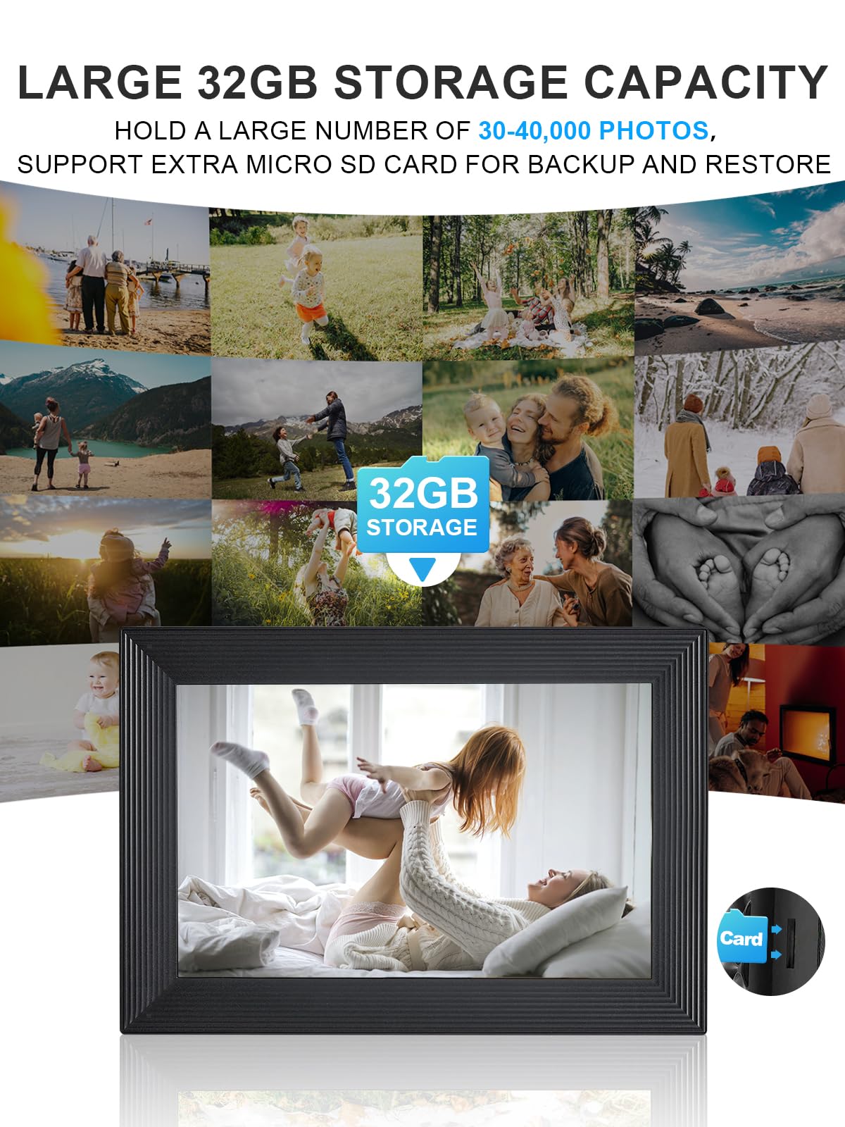 Moman Digital Picture Frame Wf11T, 10.1 Inch Wireless Hd Photo Frame 32Gb Memory Instantly Share Wall Mountable For Family Frien