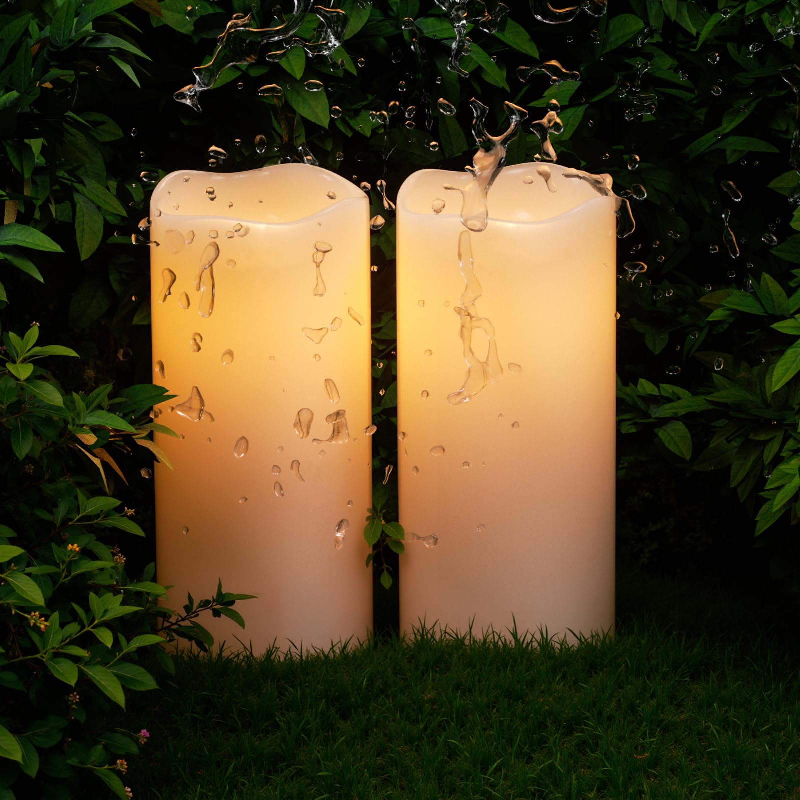 Eldnacele Waterproof Outdoor Flameless Candles With Remote And Timer, Battery Operated White Plastic Led Flickering Large Pillar