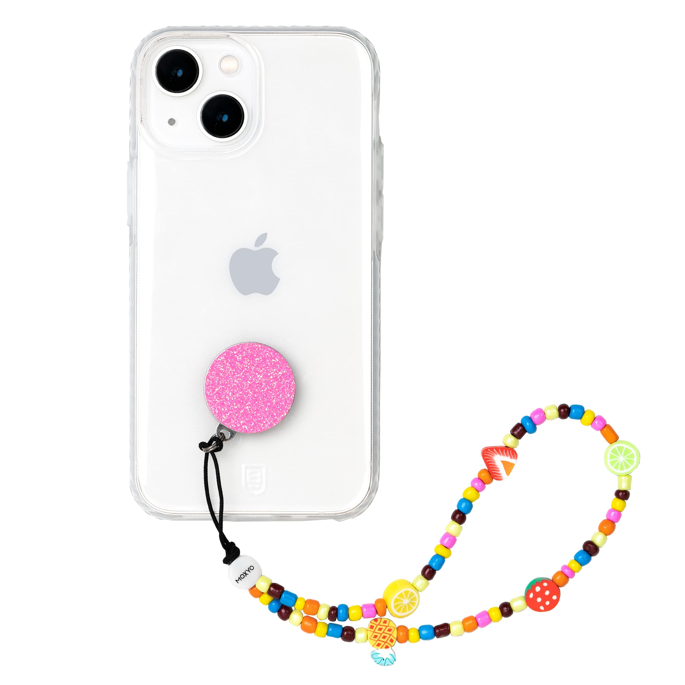 Moxyo Zigi Band Beaded Charm Bracelet Universal Wrist Strap Glitter Fruit Beaded Phone Lanyard, Adhesive Device Patch Compatible