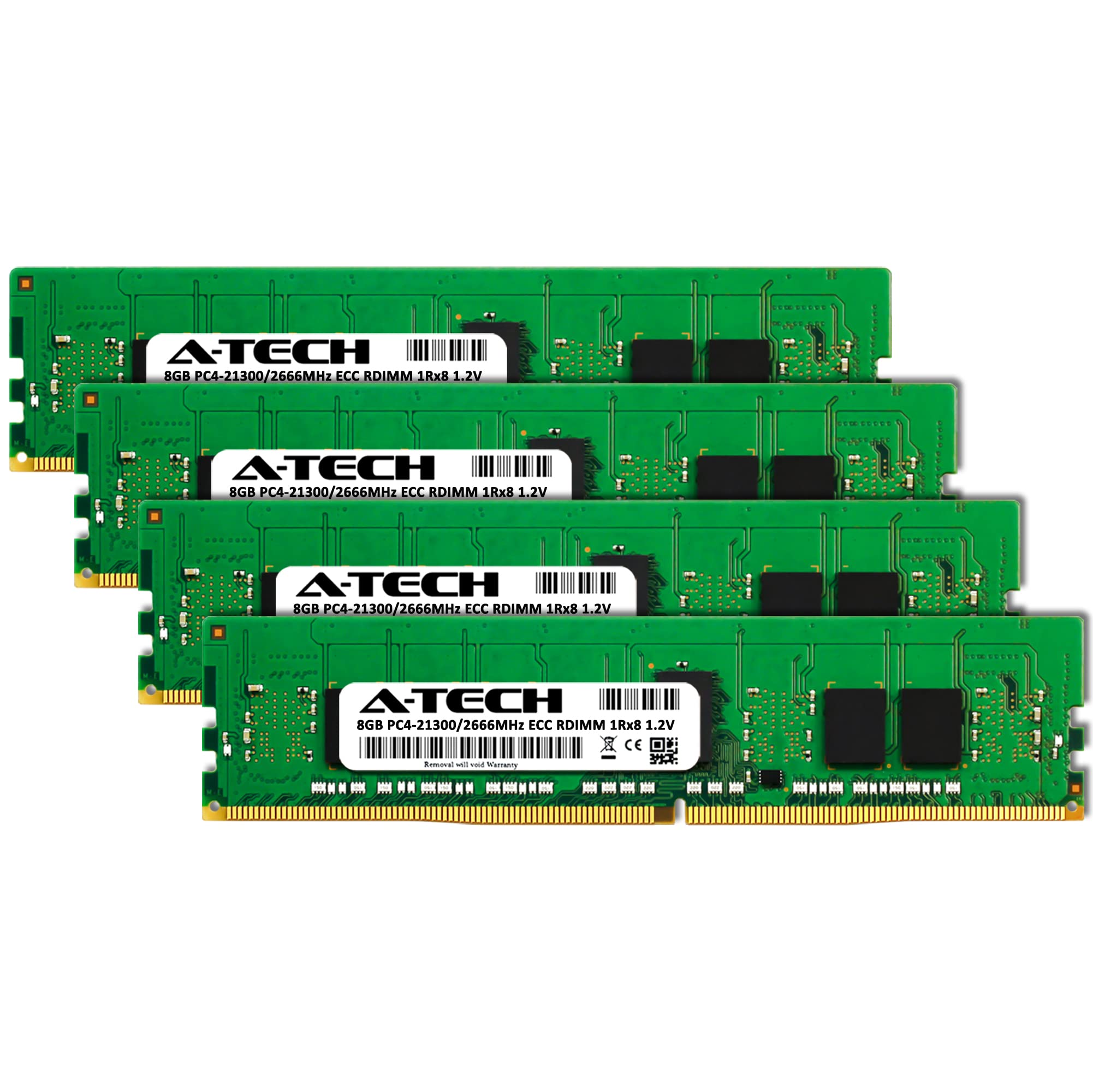 A Tech 32Gb Kit (4X8Gb) Ddr4 2666Mhz Pc4 21300 Ecc Rdimm 1Rx8 1.2V Single Rank Ecc Registered Dimm 288 Pin Server & Workstation