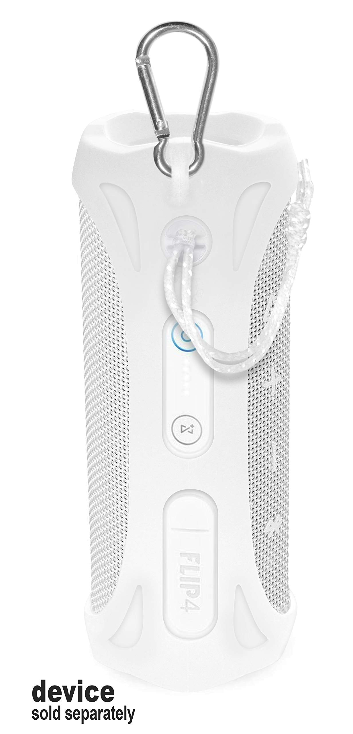 Silicone Cover Skin For Jbl Flip 4 Waterproof Portable Bluetooth Speaker, By Alltravel, Portable Full Protection Solution, Customized Skin With Color And Shape Matching (White)