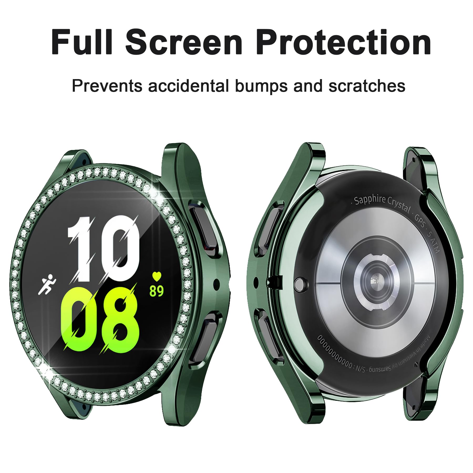 Watch Screen Protector Compatible With Samsung Galaxy Watch 5/4 44Mm, 6 Colors Bling Glitter Case Tpu Soft Cover Full Protection