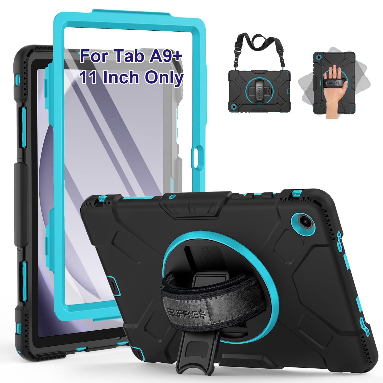 Supfives Case For Tab A9 Plus With Screen Protector, Upgraded Military Galaxy Tab A9+ 11 Inch 2023 Case With Rotating Kickstand+