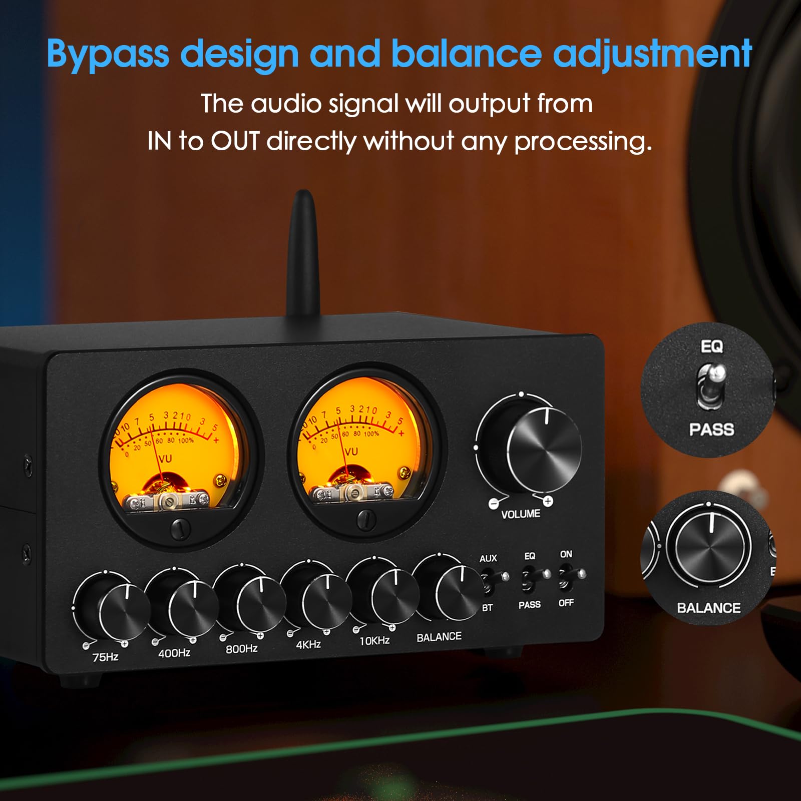 Douk Audio 5 Band Equalizer Bluetooth Eq Preamp For Home Stereo/Computer Speaker/Amplifier With Vu Meter (Eq5 Tone Upgraded Vers