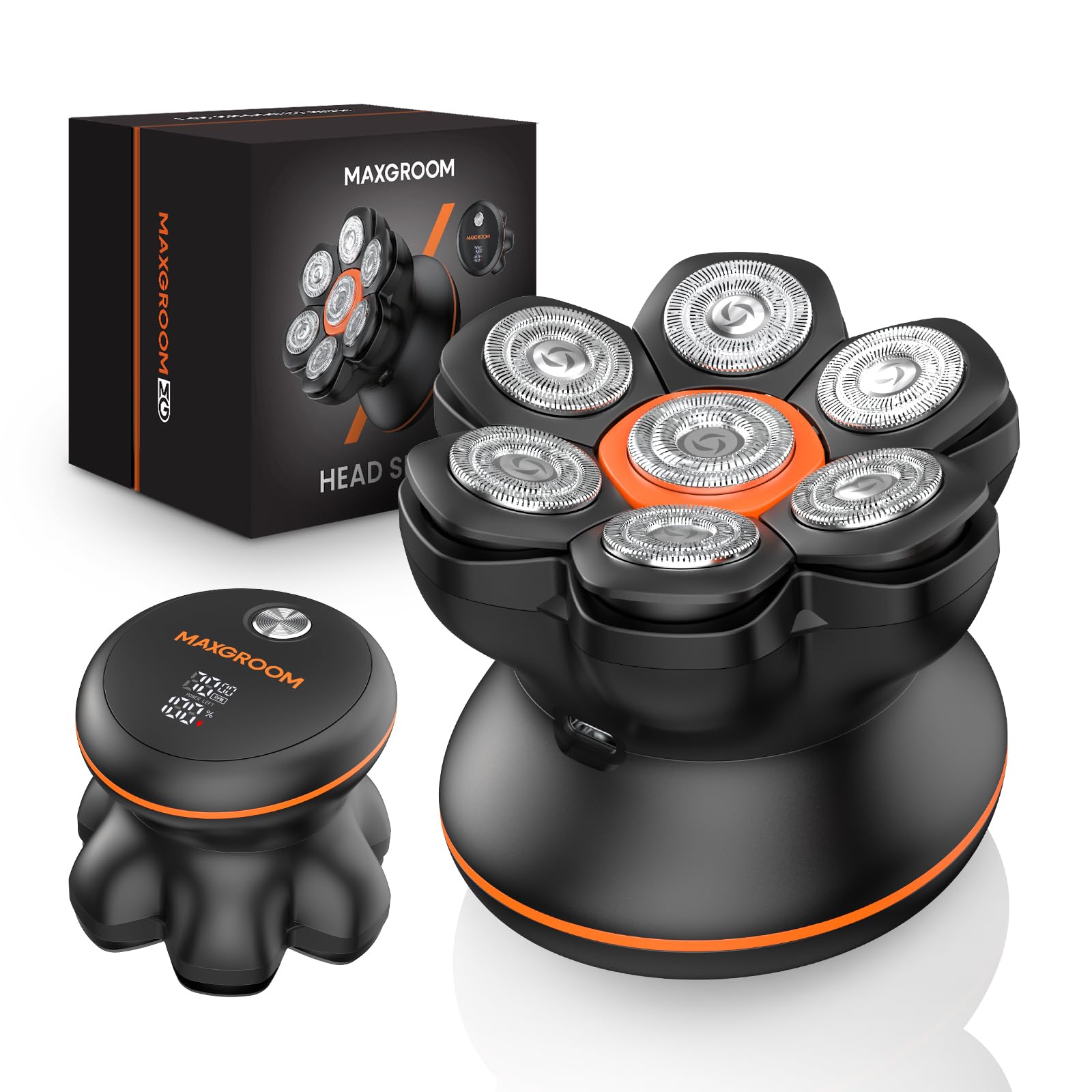 Maxgroom 7D Head Shavers For Bald Men   Wet/Dry Electric Razor With Flexible Blades, Close Shave, Cordless Rechargeable, Waterpr