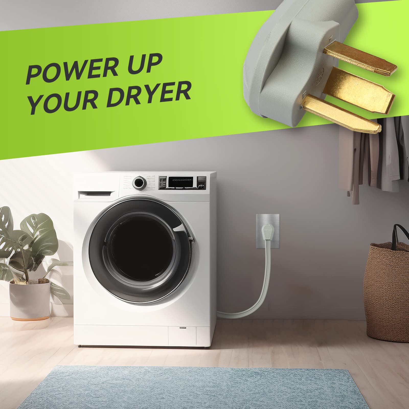 Rvmate 3 Prong Srdt Dryer Cord 5 Feet, 30 Amp Appliance Power Cord (Nema 10 30P To 3 Wire), 3 Wires With O Ring Terminal Connect