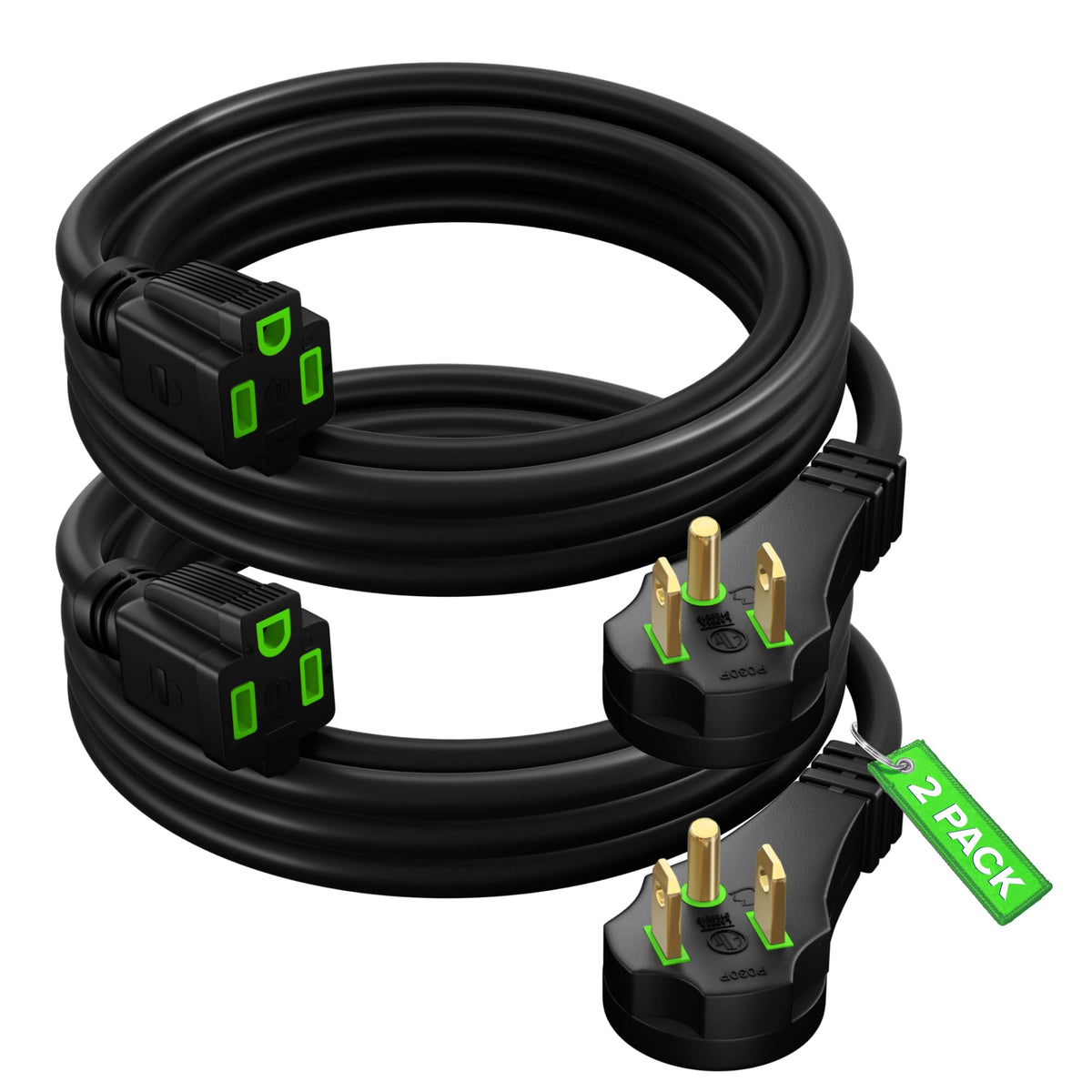 Maximm Flat Plug Extension Cord 6 Ft With Slim Space Saving Plug Design, Low Profile Extension Cord (Black,2 Pack)