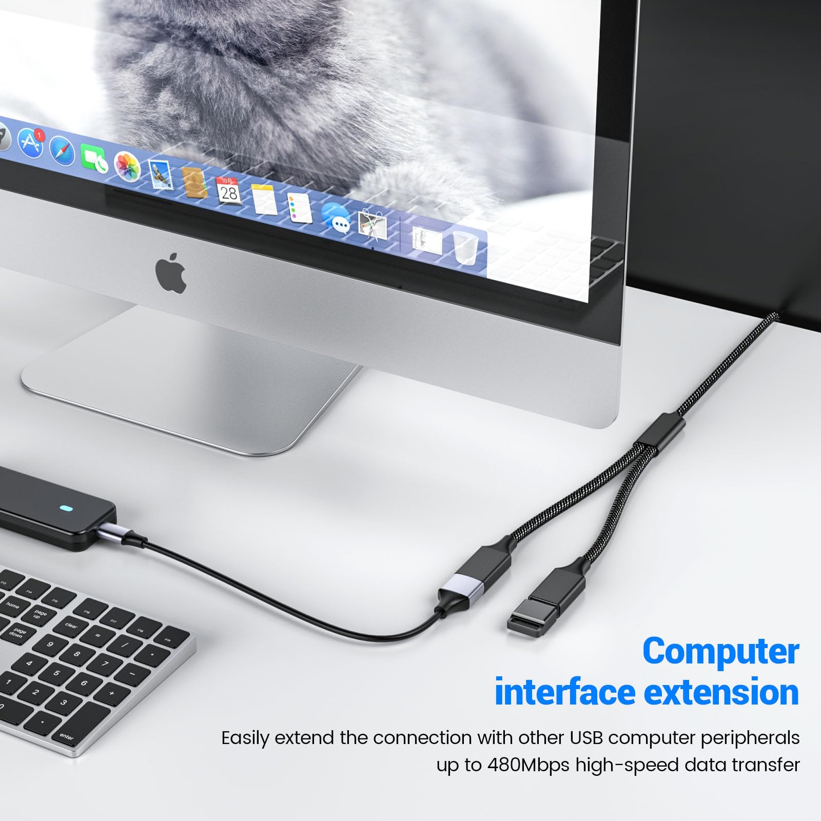 Mogood Usb Splitter Dual Usb Port Usb Extension Cable Usb Y Splitter Usb Power Splitter Double Usb Adapter Charger Cable Hub Ada