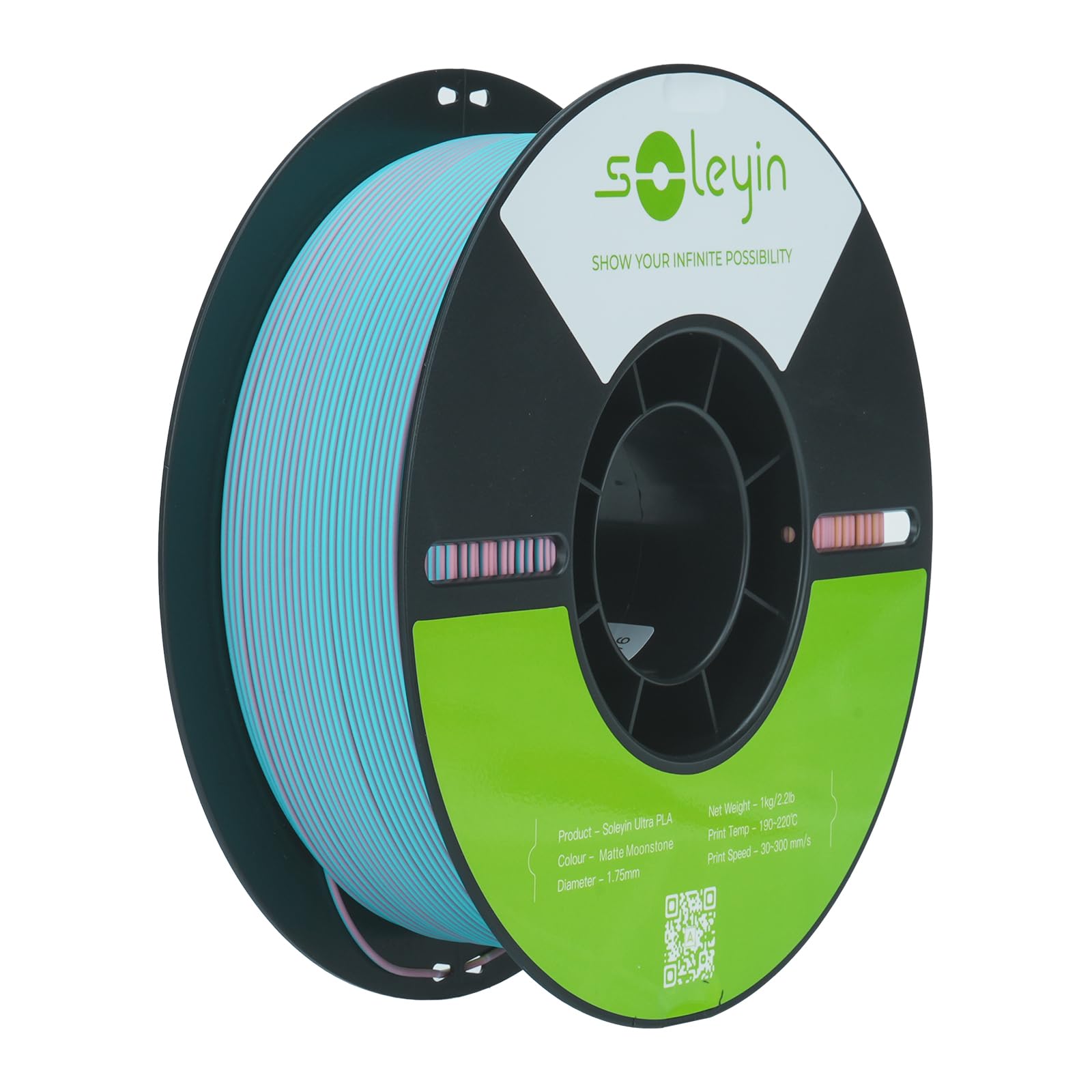SOLEYIN PLA Filament 1.75mm, 3D Printer Filament High Speed 30-300mm/s Dimensional Accuracy +/- 0.02mm, 1kg Spool (2.2lbs), Fit 