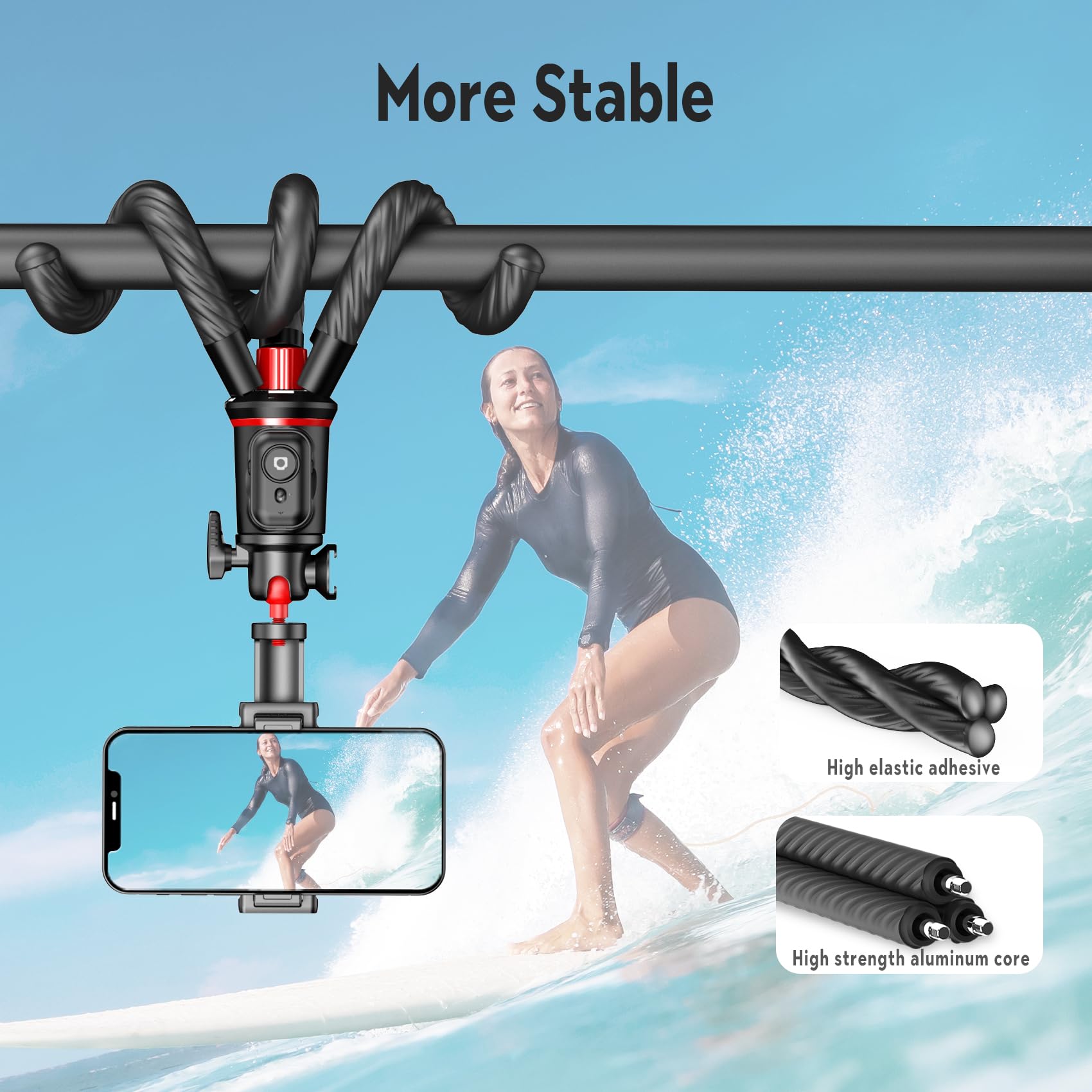 Fotopro Flexible Phone Tripod, Mini Camera Tripod With Wireless Remote Phone Holder, 360 Rotation Extendable Phone Tripod Stand