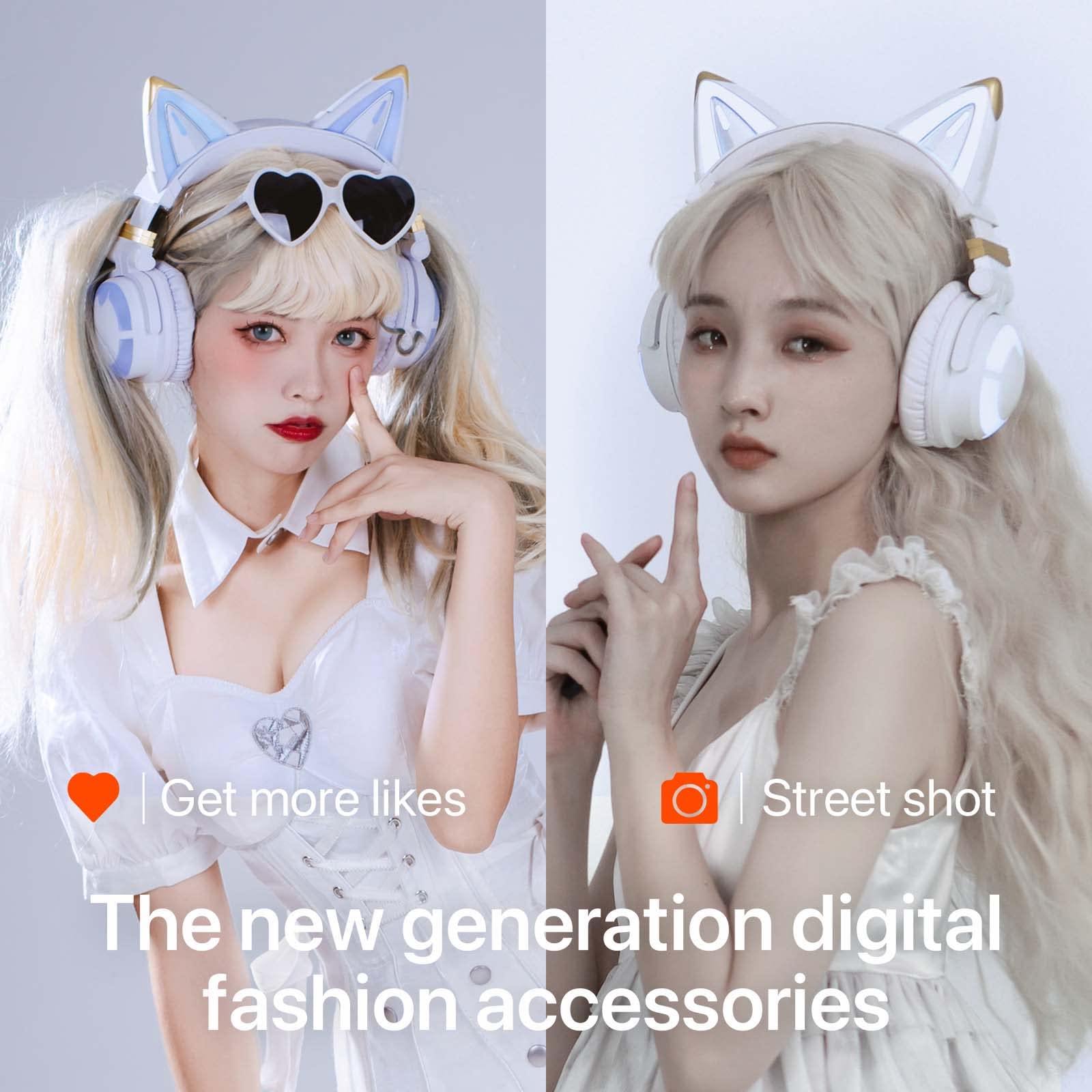 Yowu Cat Ear Headphones 3G, Rgb Wireless/Wired 5.0 Foldable Gaming Headset With 7.1 Surround Sound, Built-In Mic & Customizable