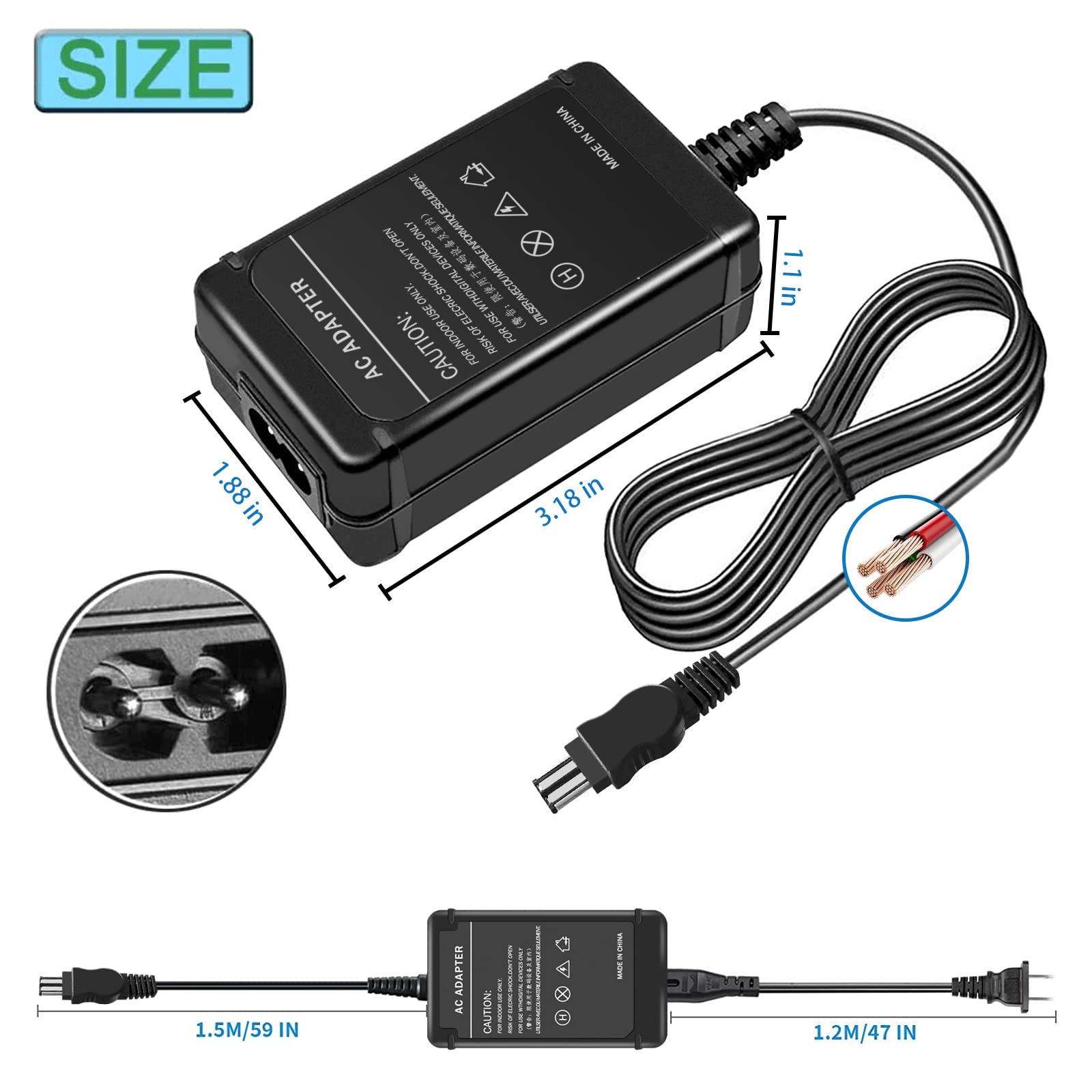Tkdy Ac L200 For Sony Handycam Camcorder Charger, Acl200 Power Supply Cord, Fit For Sony Dcr Dvd Dcr Hc Dcr Sr Dcr Sx Hdr Cx Hdr Hc Hdr Pj Hdr Sr Hdr Xr Hdr Ux Hdr Td Nex Vg Fdr, Dsc Hx, Dev Series.