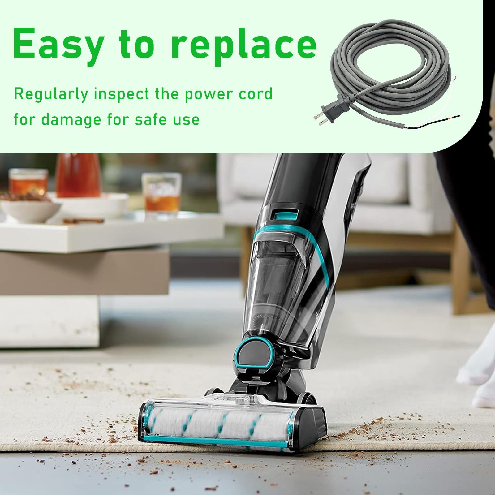 Sxkxm Vacuum Cleaner Power Supply Cord 36Ft 17/2 12Amp Power Cord Compatible With Biessll Vacuum Cleaner, For All Upright Vacuum