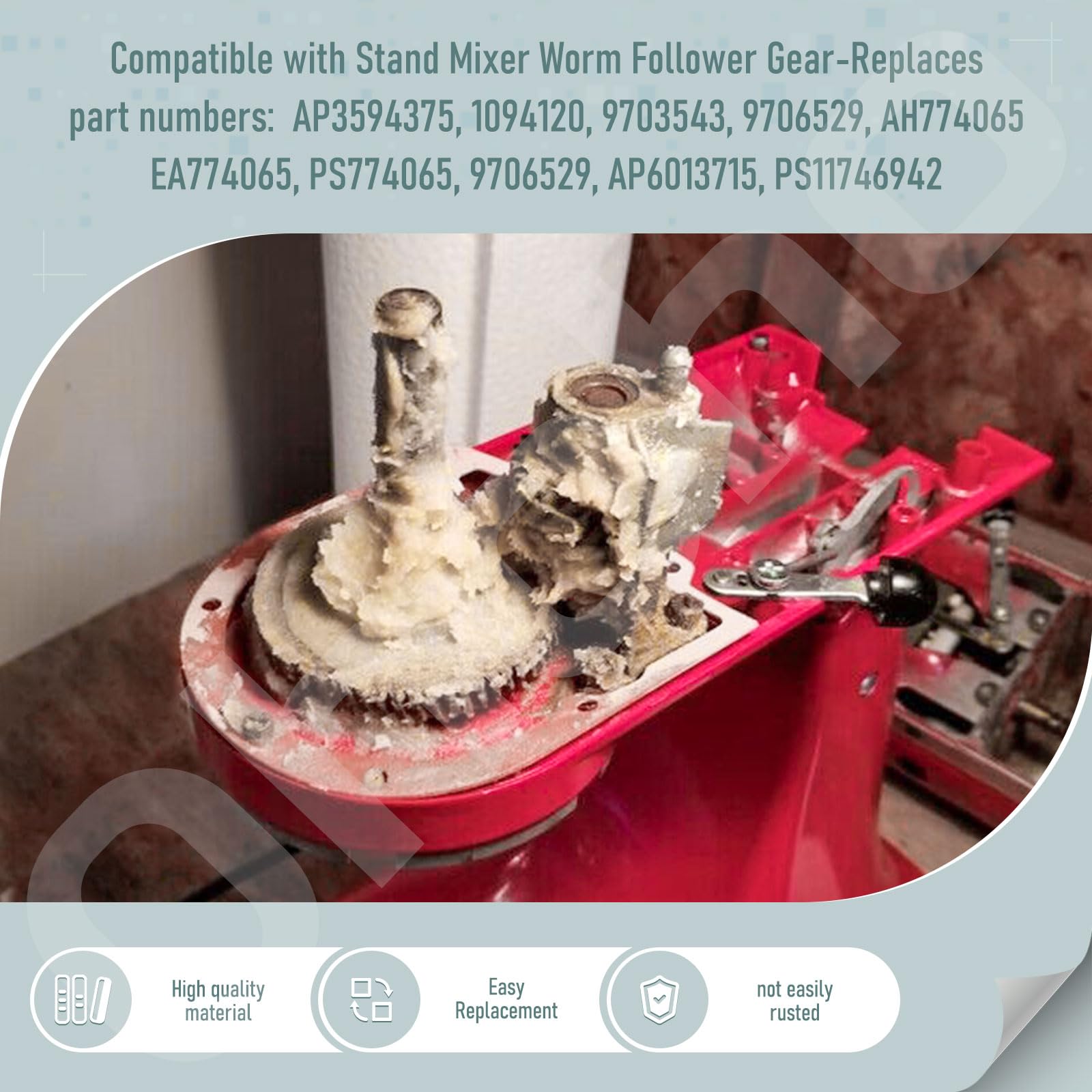 9706529 W11086780 9709231 Wp9709231 Worm Gear   By Ohoho   Compatible With Whirlpool/Kitchenaid 5Qt & 6Qt Stand Mixer Replacemen