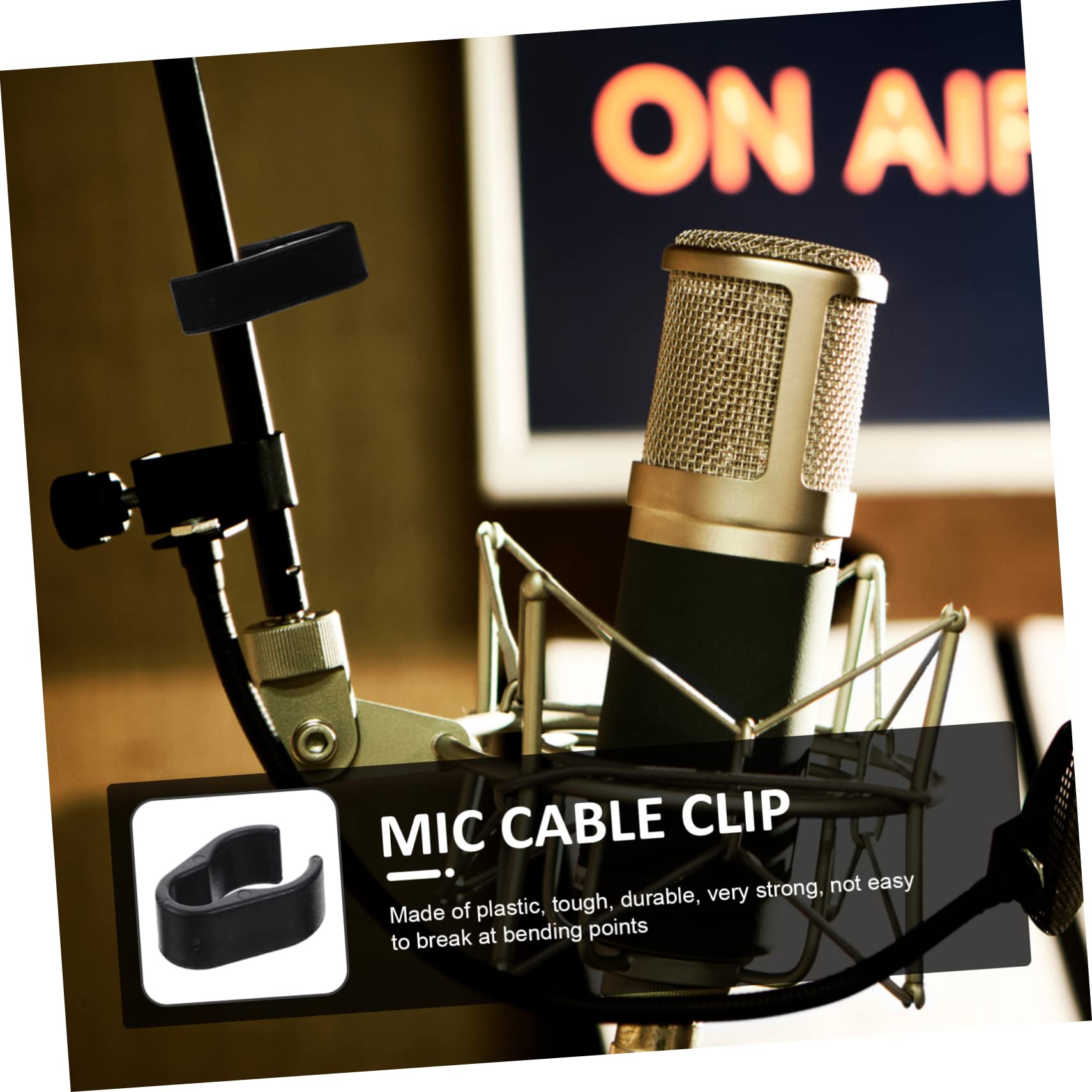 Topperfun 10Pcs Microphone Cable Clip, Microphone Bracket Cable Clip, Plastic Microphone Wire Clips, Microphone Pole Wire Clips