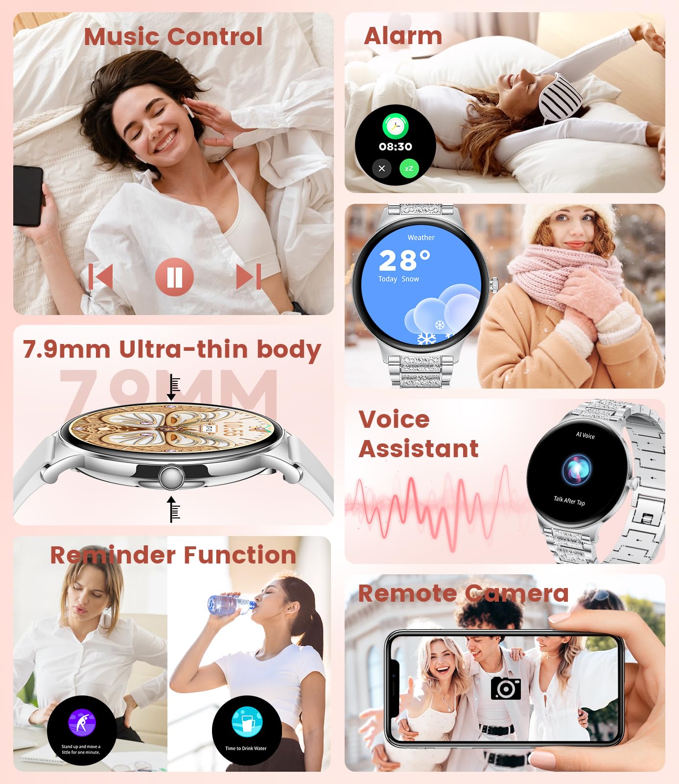 Lige Smart Watch For Women(2 Bands), Ultra-Thin 1.43 '' Hd Amoled Smartwatch For Android Ios,Fitness Tracker With 120+ Sport Mod