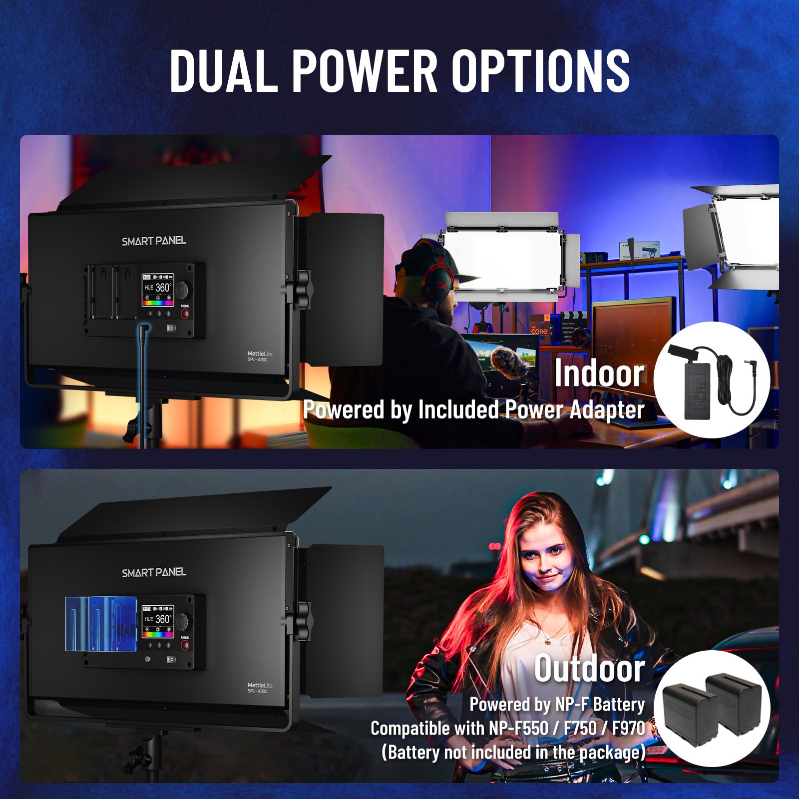 Mettlelite Spl420C Rgb Led Video Light With App Control, 360 Full Color Rgb Panel Light, 2800K 8000K, Cri/Tlci 97+, 10 Scenes, P