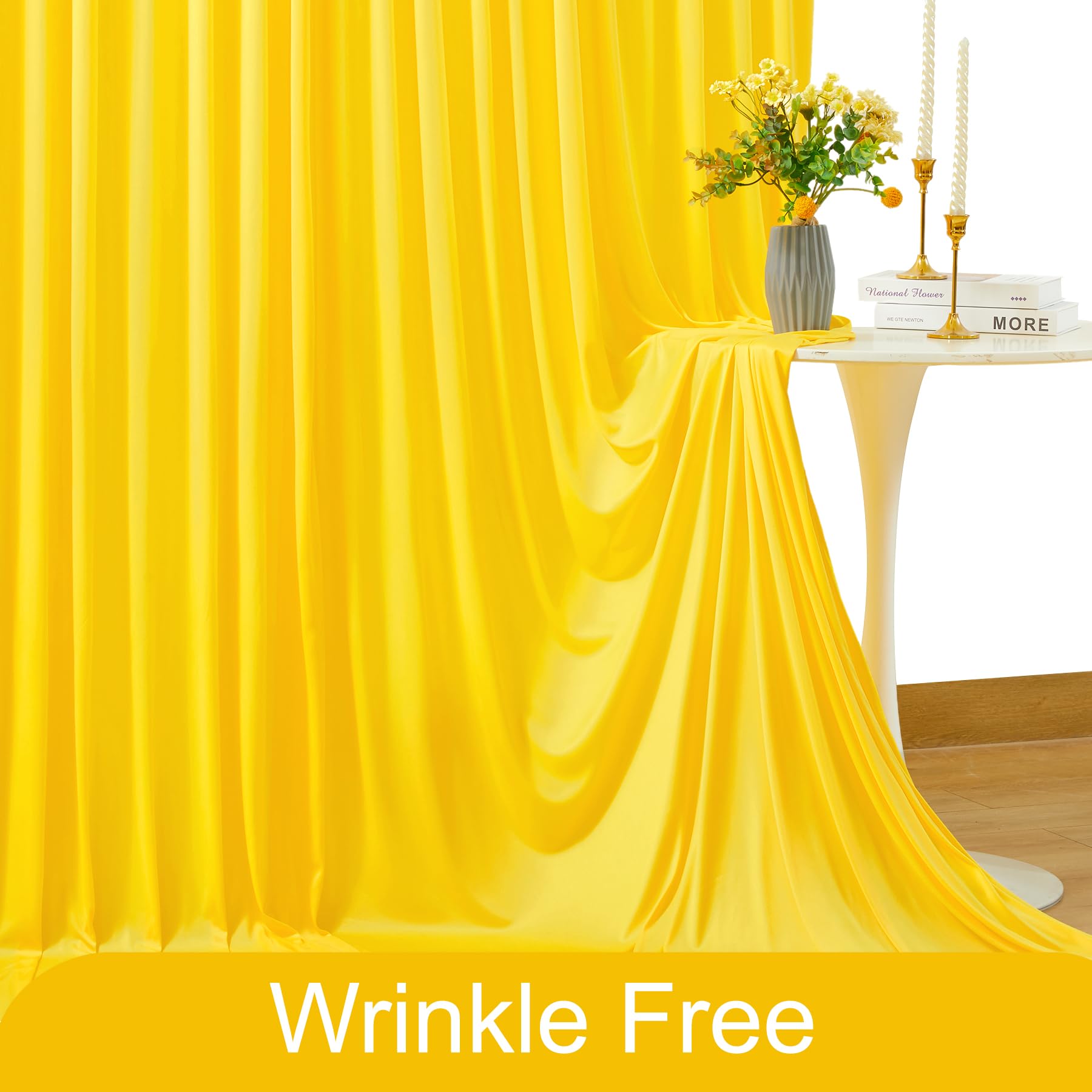 Yellow Backdrop Curtain For Parties Wrinkle Free Lemon Yellow Photo Curtains Backdrop Drapes Fabric Decoration For Birthday Part