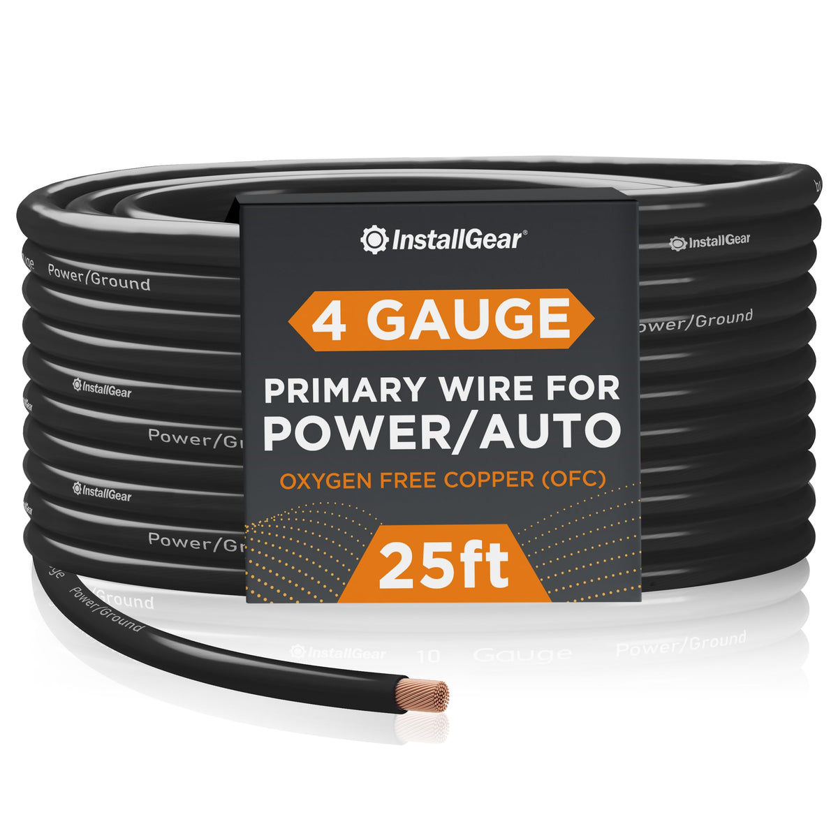 Installgear 4 Gauge Ofc Wire, Awg Ofc Pure Copper Power Ground Wire Cable (25Ft Black) True Spec And Soft Touch Welding Wire, Ba