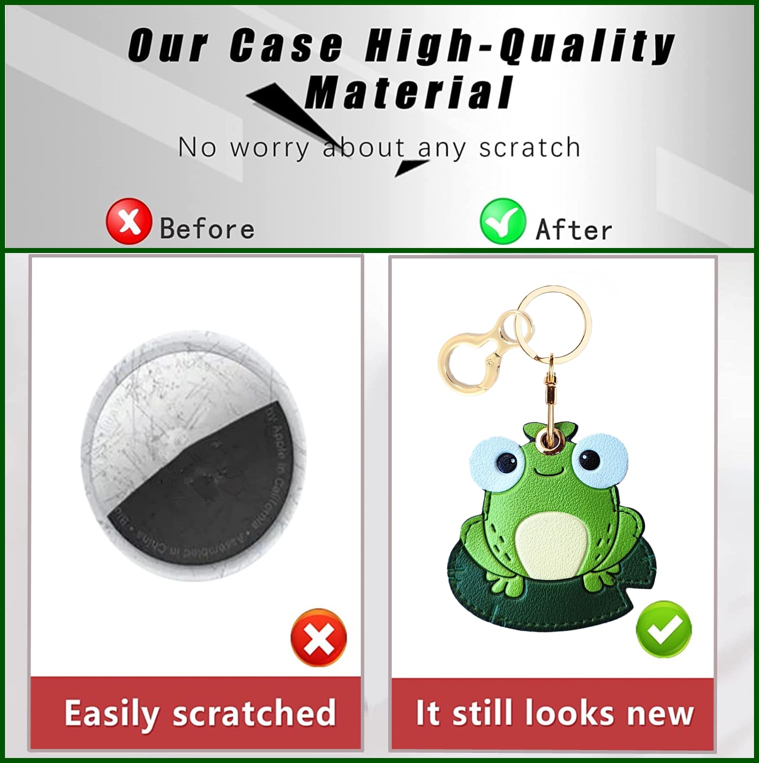 Leather Keychain Holder Case Compatible With Apple Airtag, Cute Protective Air Tag Cover With Keychain Ring, Anti Scratch Finder