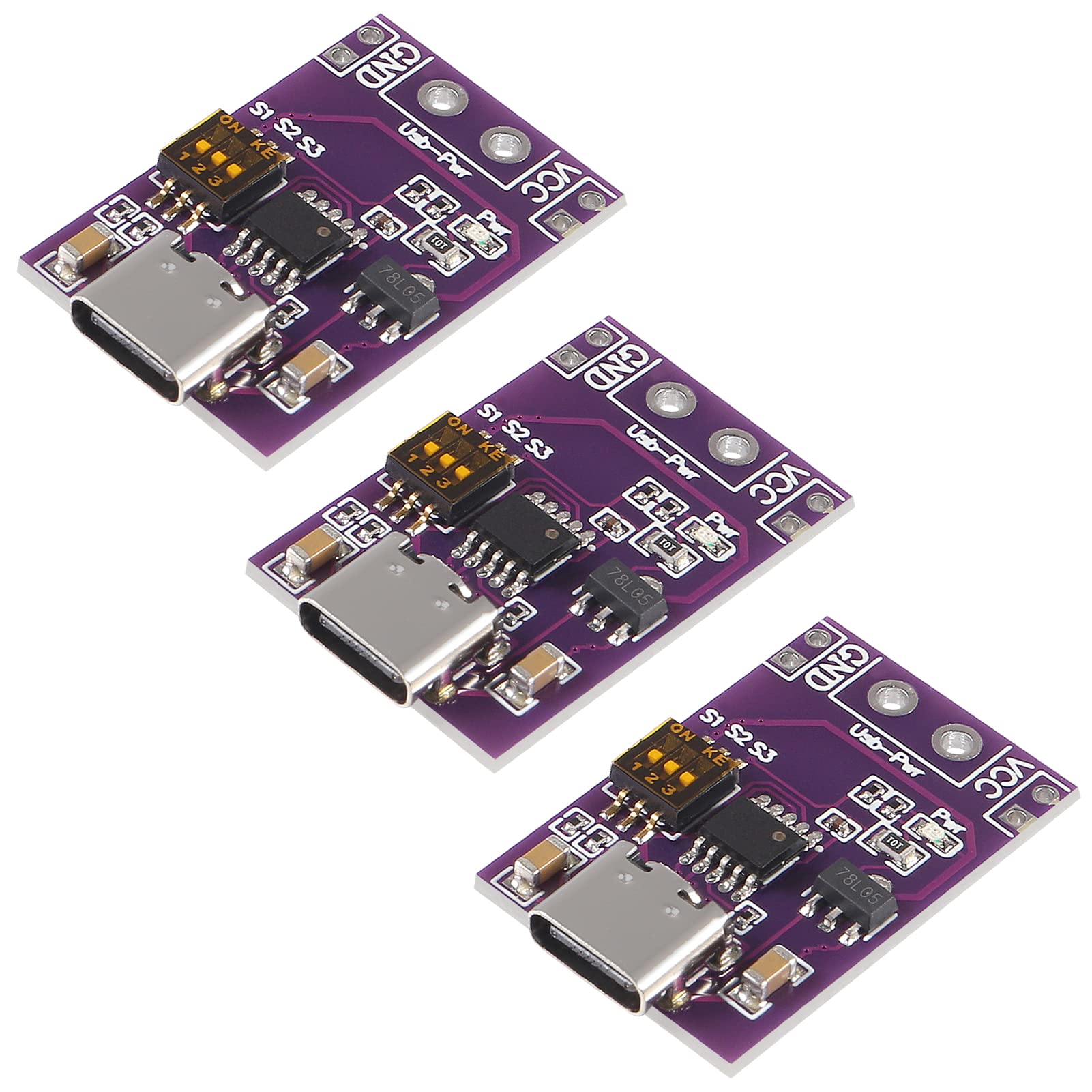 3Pcs Type C Qc Afc Pd2.0 Pd3.0 To Dc Fast Charge Decoy Trigger Polling Detector Usb Pd Notebook Power Supply Change Board Module