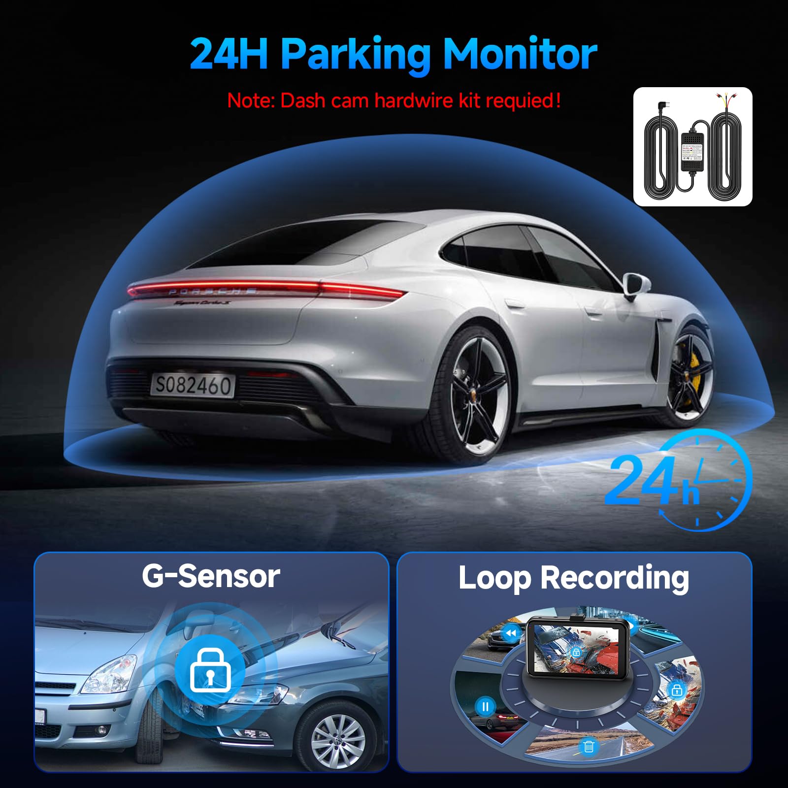 Front And Rear Dash Camera, 4K Dash Cam Wifi Car Camera With 64Gb Card, 3.0'' Ips Dash Camera For Cars With Usb Charger, Wdr, Ni