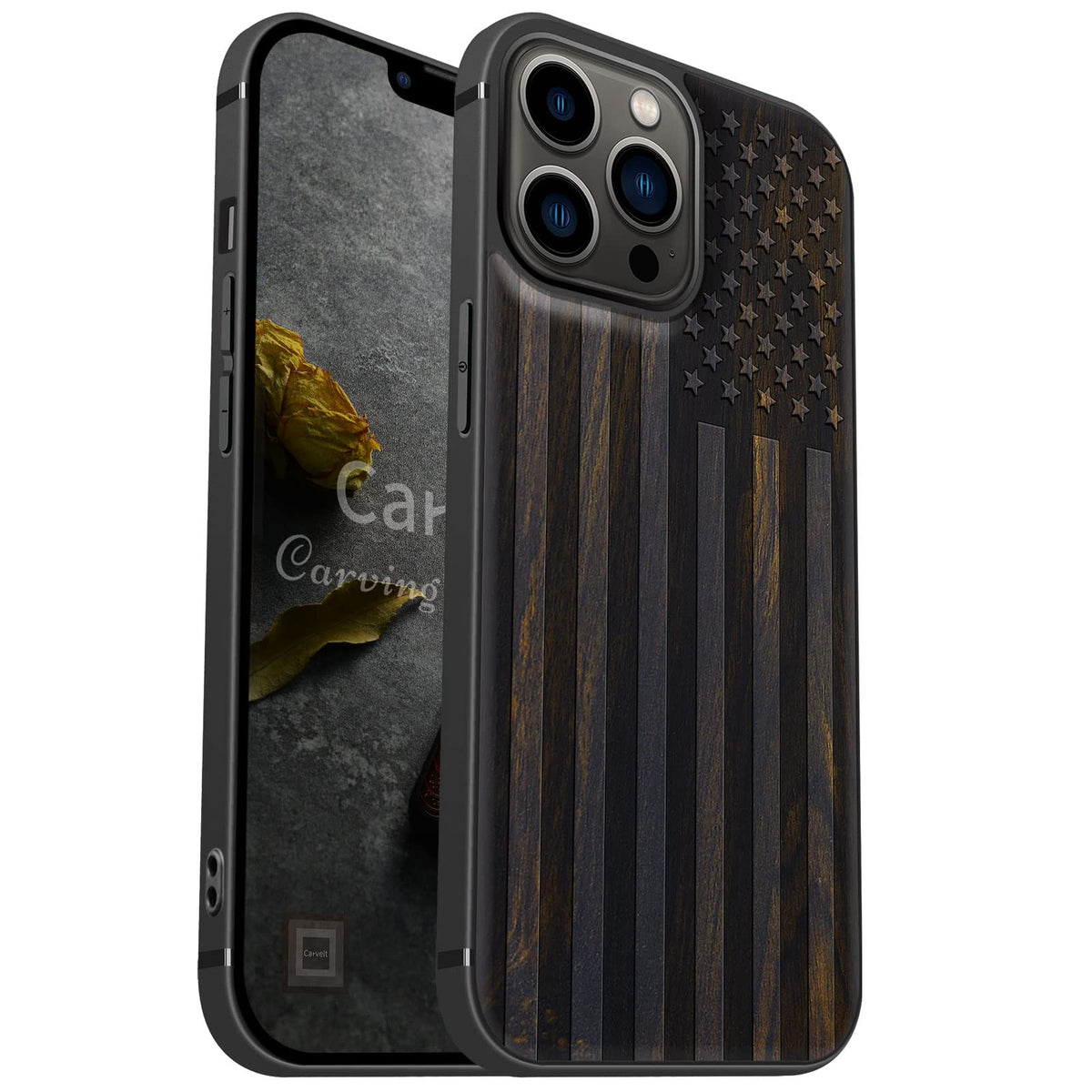 Carveit Magnetic Wood Case For Iphone 13 Pro Max Hard Real Wood  Soft Tpu] Shockproof Hybrid Protective Cover Unique  Classy Woo