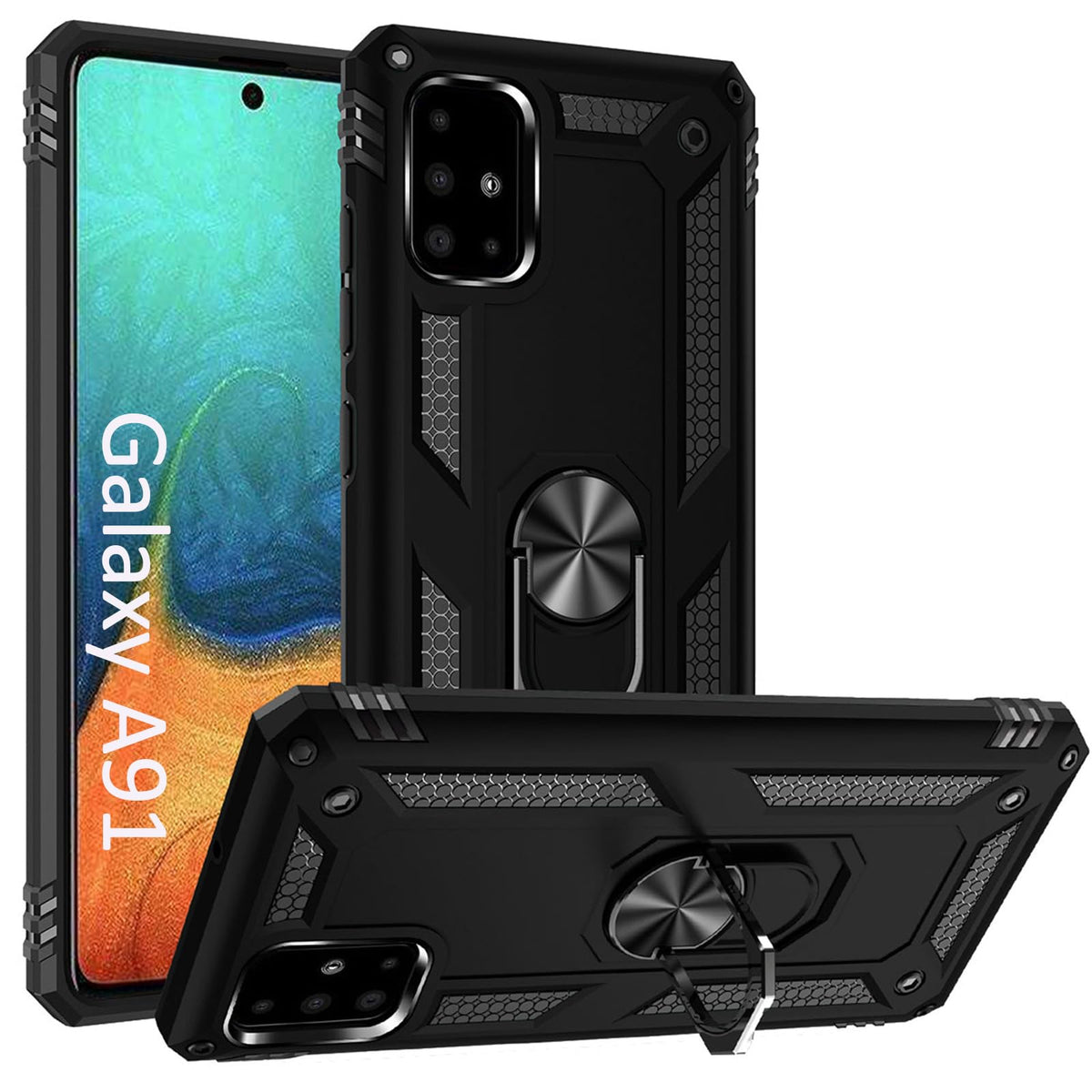 Addit A71 5G Case/A91 Case/S10 Lite Case/M80S Case, Military Grade Protective Case With Ring And Car Mount Kickstand For Samsung