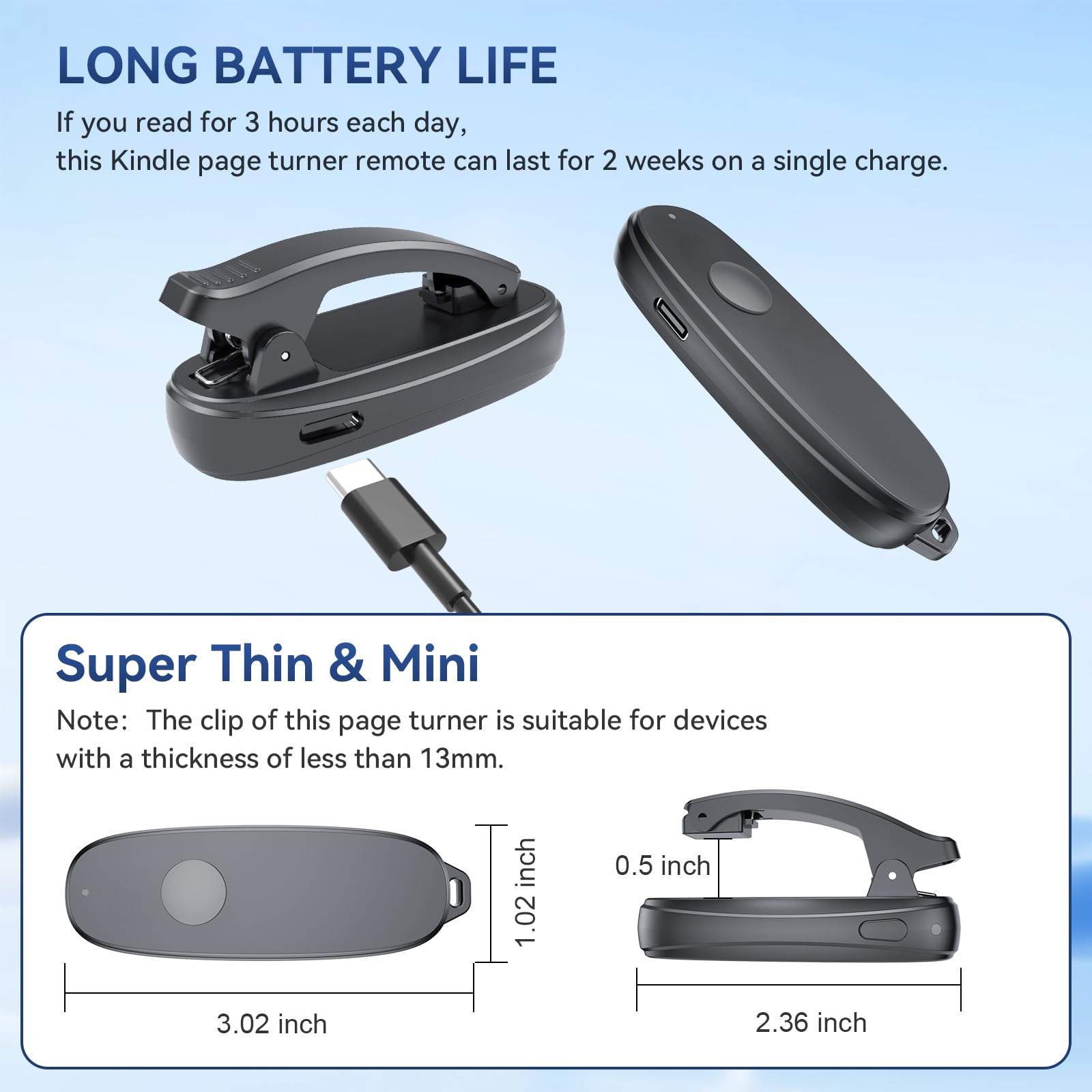 Rf Remote Control Page Turner For Kindle: Page Turner Controller Clicker For Kindle Paperwhite Oasis Kobo Ereaders Ipad Android Tablets Reading Novels, Reading Accessories For Kindle