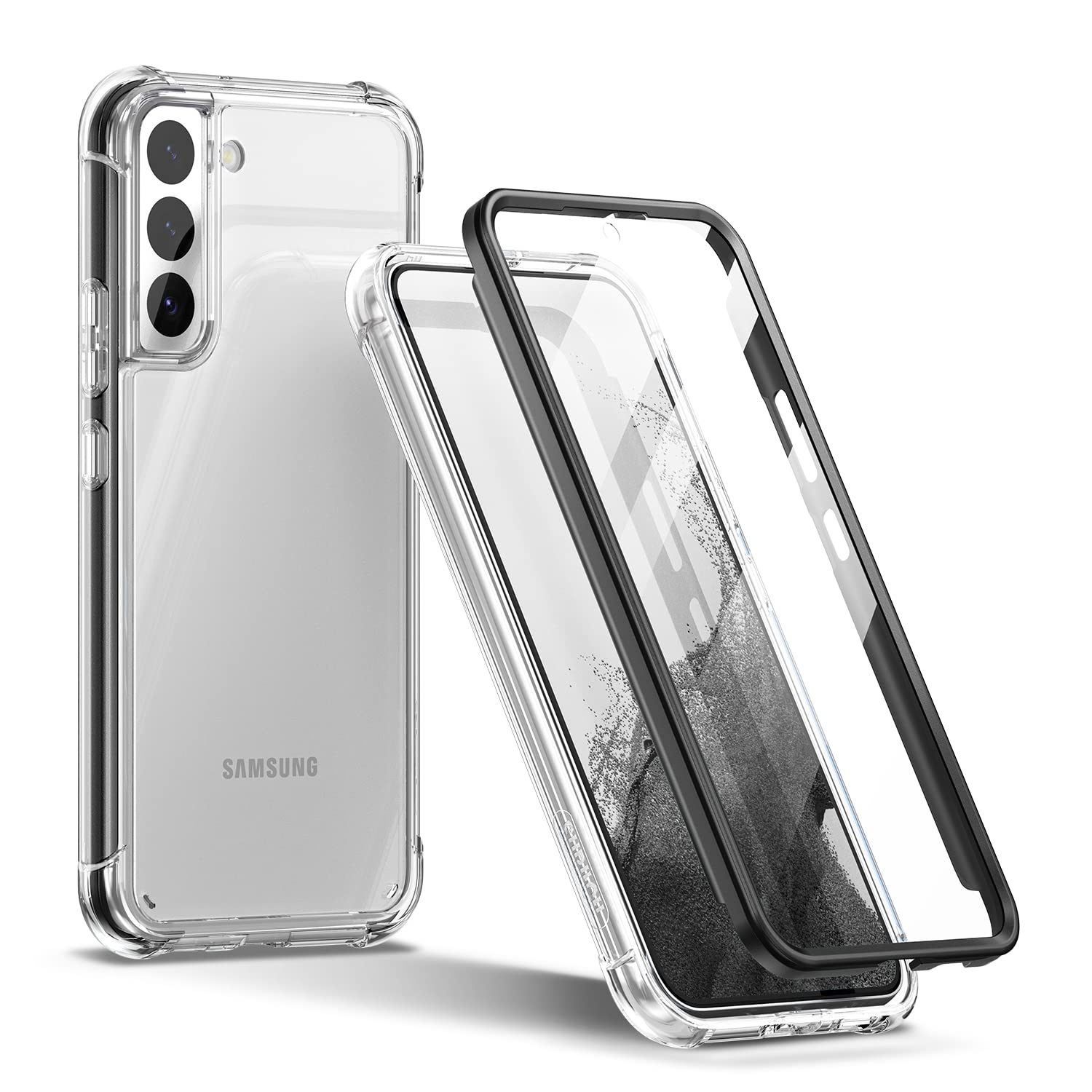 Suritch Compatible With Galaxy S22 Plus Clear Case 5G,[Built In Screen Protector] Full Body Protection Hard Shell+Soft Tpu Bumpe