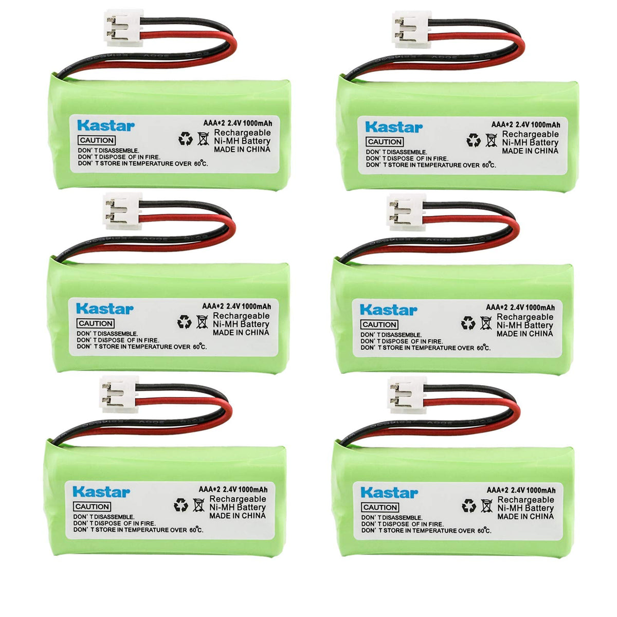 Kastar 6-PACK AAAX2 2.4V EH 1000mAh Ni-MH Rechargeable Battery for BT184342 BT284342 BT18433 BT28433 BT-1011 BT-1022 BT-1031 Vtech CS6229 DS6301 Uniden Wxi3077 ECT4066 DECT4096 Motorola Cordless phone