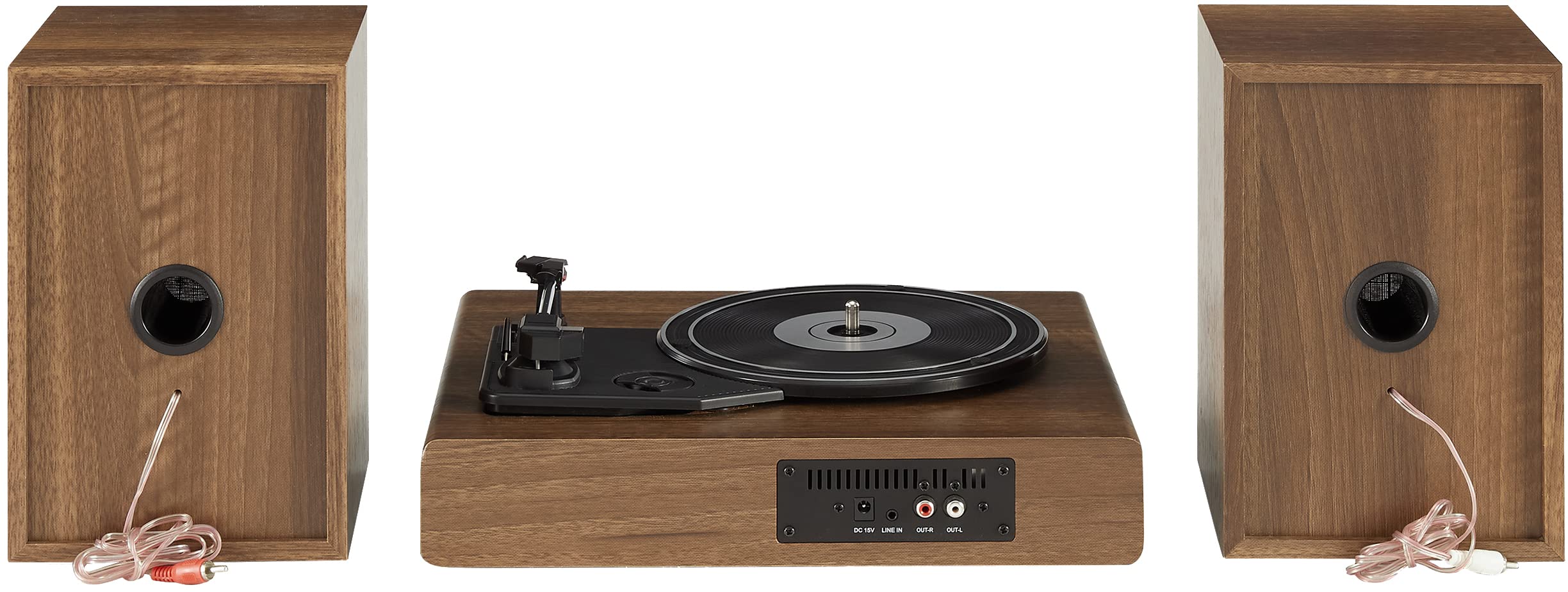 Crosley Cr7019A Wa Alto 3 Speed Turntable Shelf System With Bluetooth, Fm Radio, And Matching Stereo Speakers, Walnut