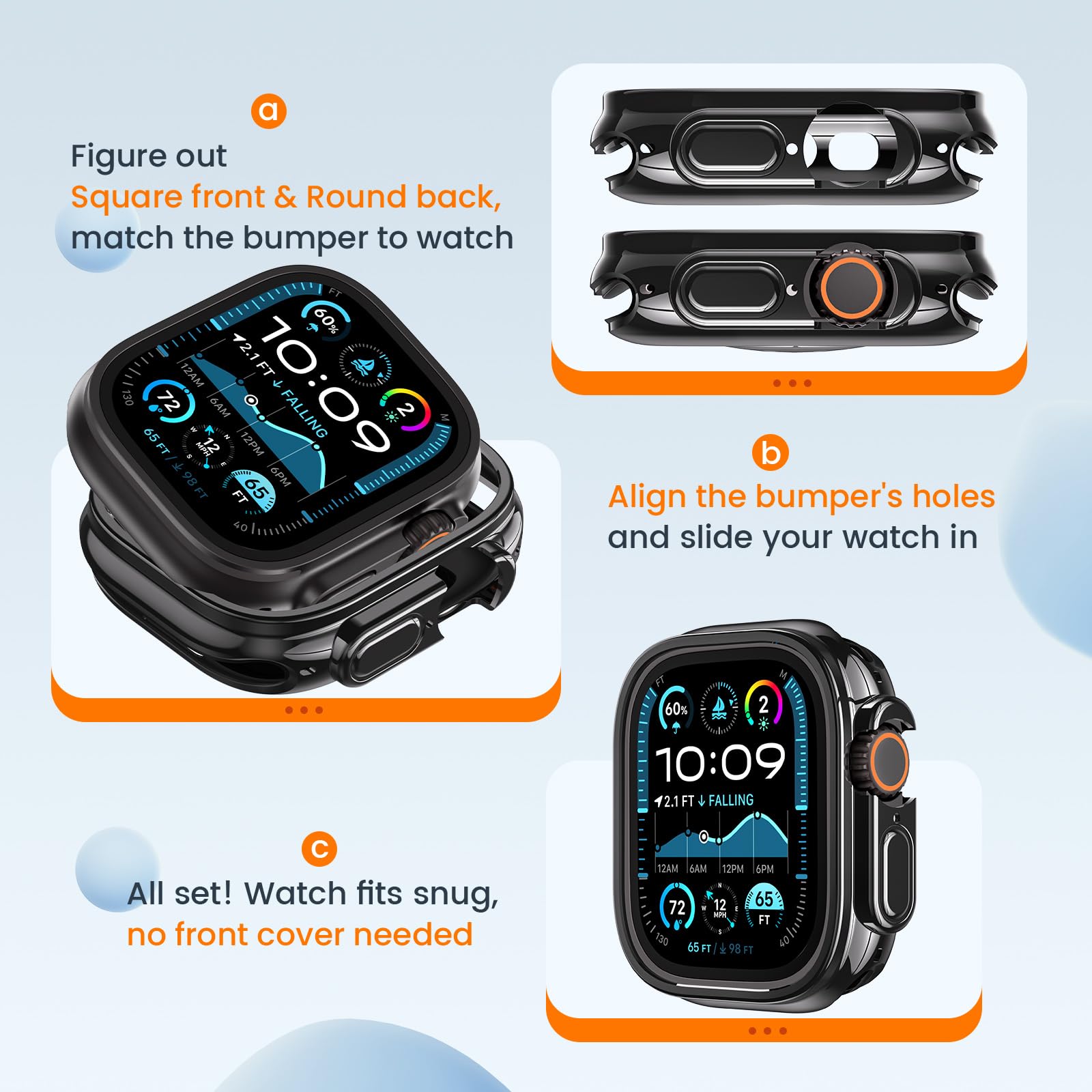 [2 Pack] Goton Bumper Case For Apple Watch Series Ultra 2 Ultra 49Mm, Ultra Thin Soft Tpu Shockproof Case Cover Bumper Protector