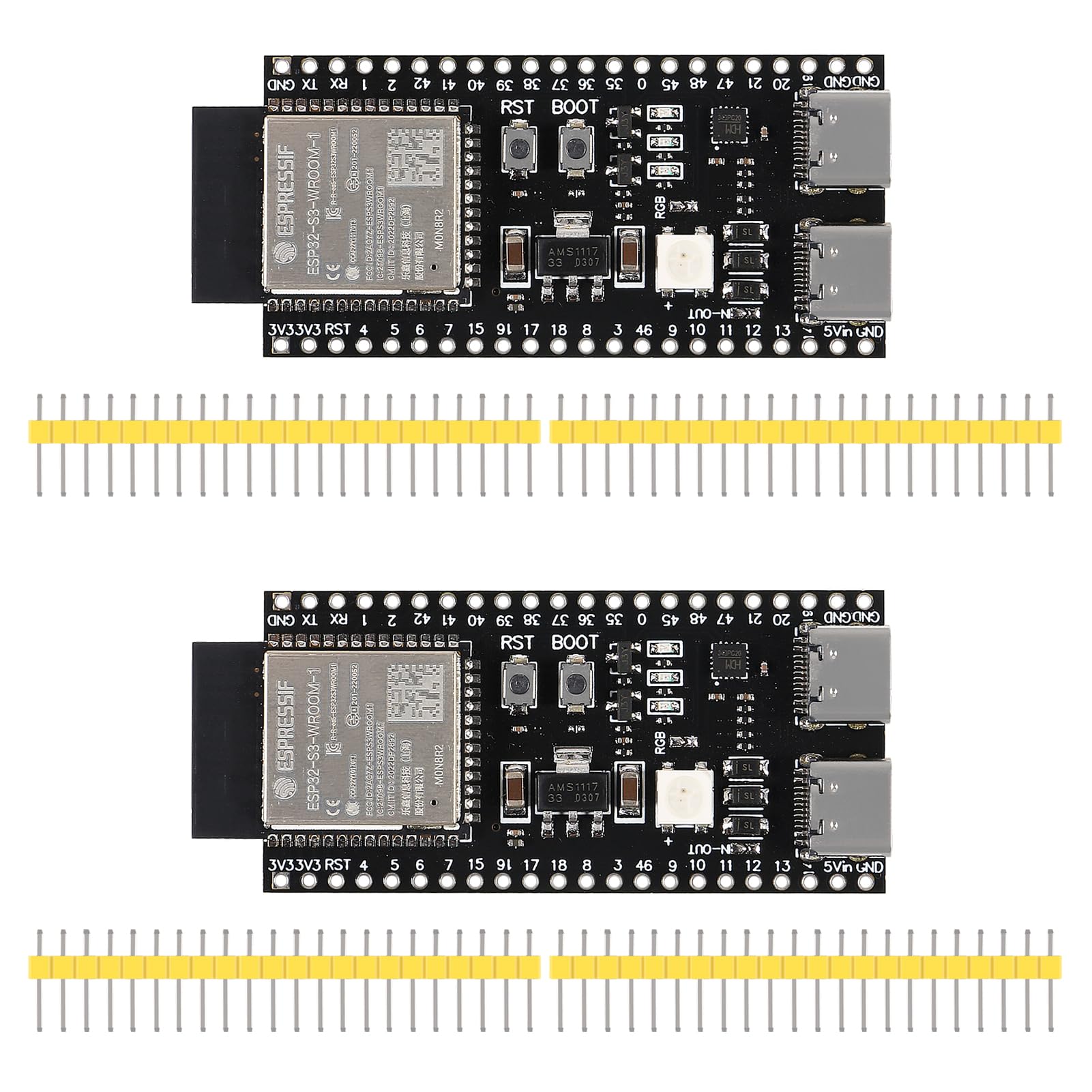 2Pcs Esp32 Esp32 S3 Development Board Type C Wifi+Bluetooth Internet Of Things Dual Type C Core Board Esp32 S3 Devkit C N8R2 Dev
