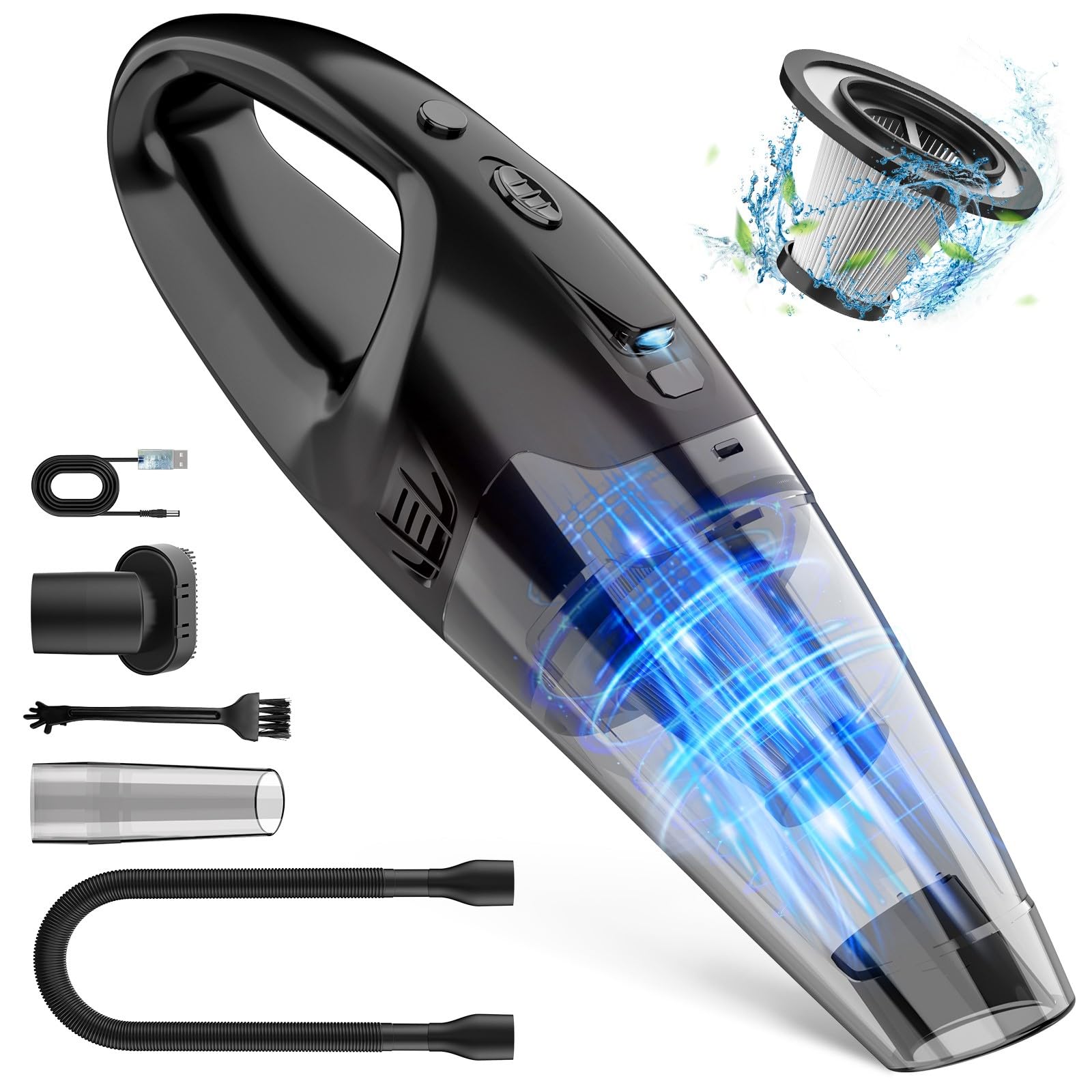 Bsrco Handheld Vacuum Cordless Rechargeable 3 In 1, Usb Charge, Car Vacuum With Led, Hepa Filter, 1.65Lbs Lightweight Vacuum Cle