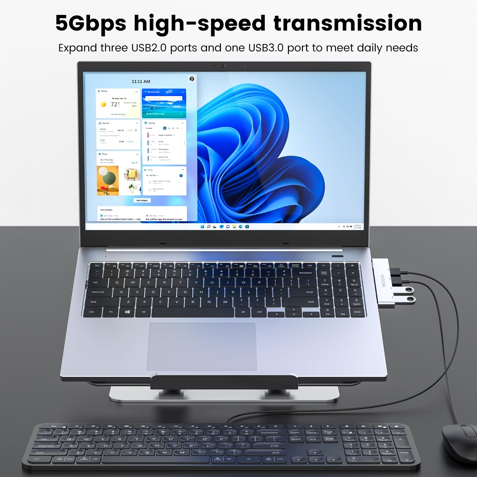 Usb Hub For Laptop,Mogood Usb Hub 3.0 Usb Splitter Ultra Slim Data Usb Hub [Charging Not Supported] Multi Usb Port Expander Usb Adapter Station For Laptop,Windows Pc,Mac,Printer,Flash Drive,Mobile Hdd