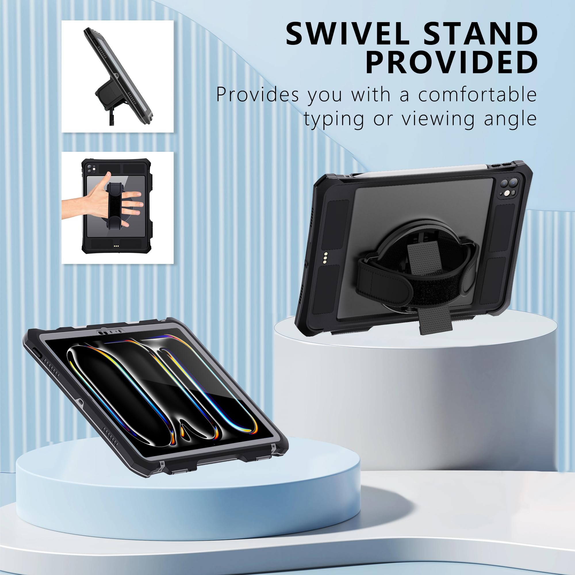 Case For Ipad Pro 11 Inch 2024 5Th Generation With Screen Protector, Waterproof Case For Ipad Pro 11 M4 2024 With Pencil Holder