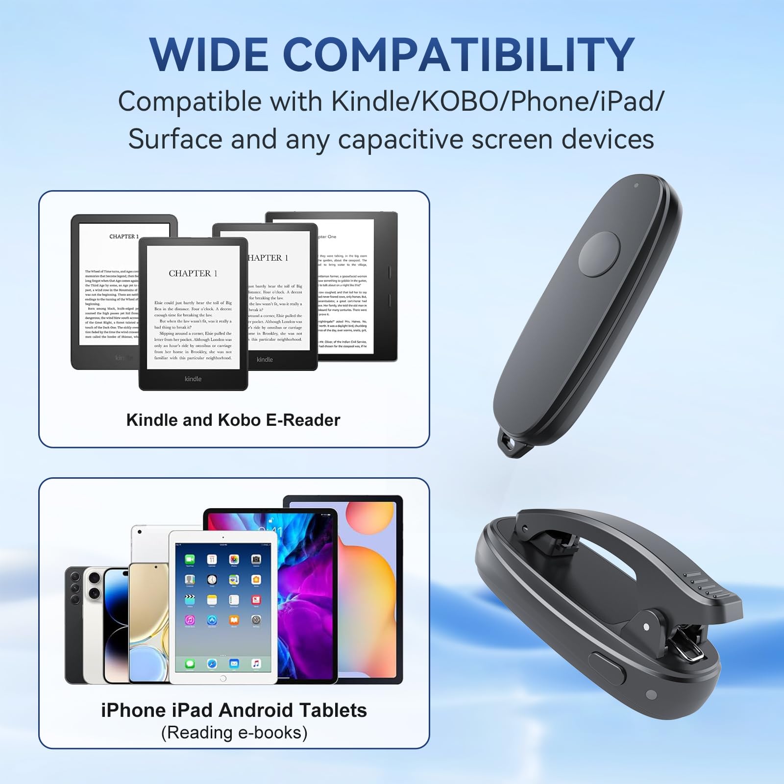 Rf Remote Control Page Turner For Kindle: Page Turner Controller Clicker For Kindle Paperwhite Oasis Kobo Ereaders Ipad Android Tablets Reading Novels, Reading Accessories For Kindle