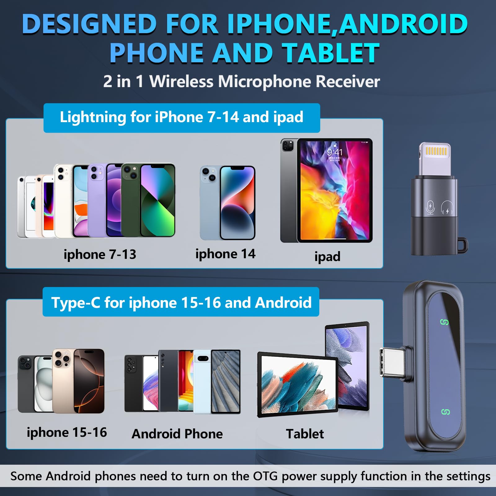 Ricchi Wireless Lavalier Microphone For Iphone Ipad And Android Phone, 2Pcs Mini Microphone With Noise Reduction Lapel Mic For V