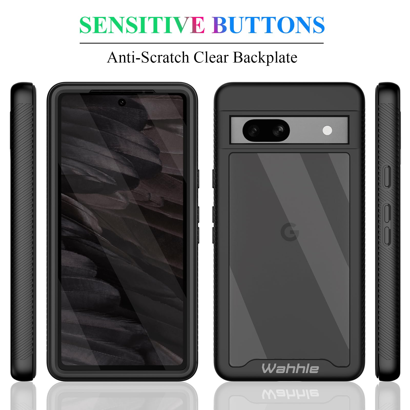 Wahhle Compatible With Google Pixel 7A Case, Built In Screen Protector Full Body Shockproof Slim Fit Bumper Protective Phone Cov