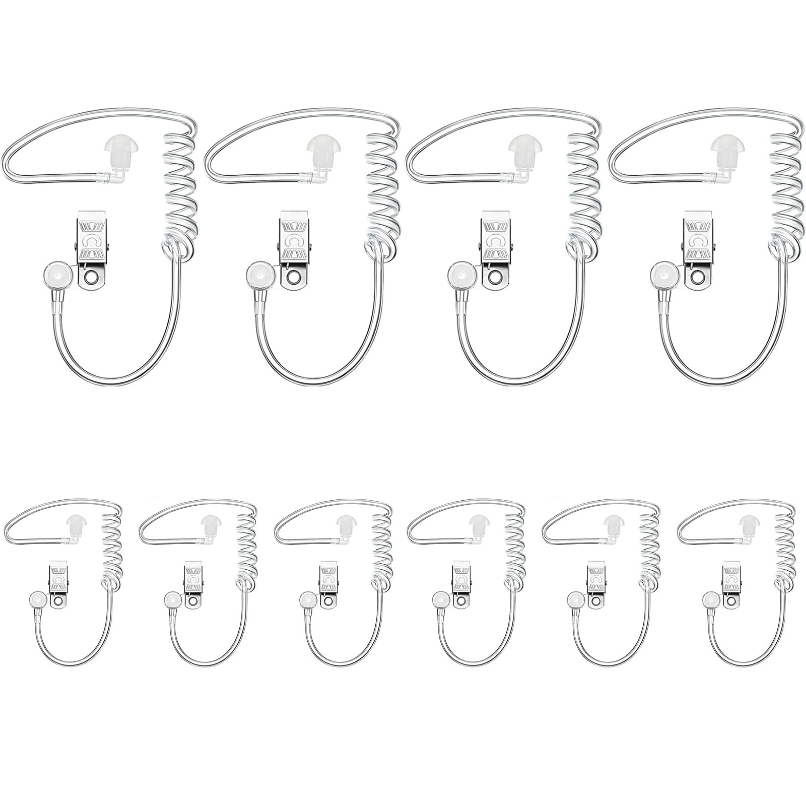 10 Pack Replacement Acoustic Coil Tube With Clip For Baofeng Retevis Midland Kenwood Motorola 2 Way Radio Audio Walkie Talkies Headsets Secret Spy Game Earpiece